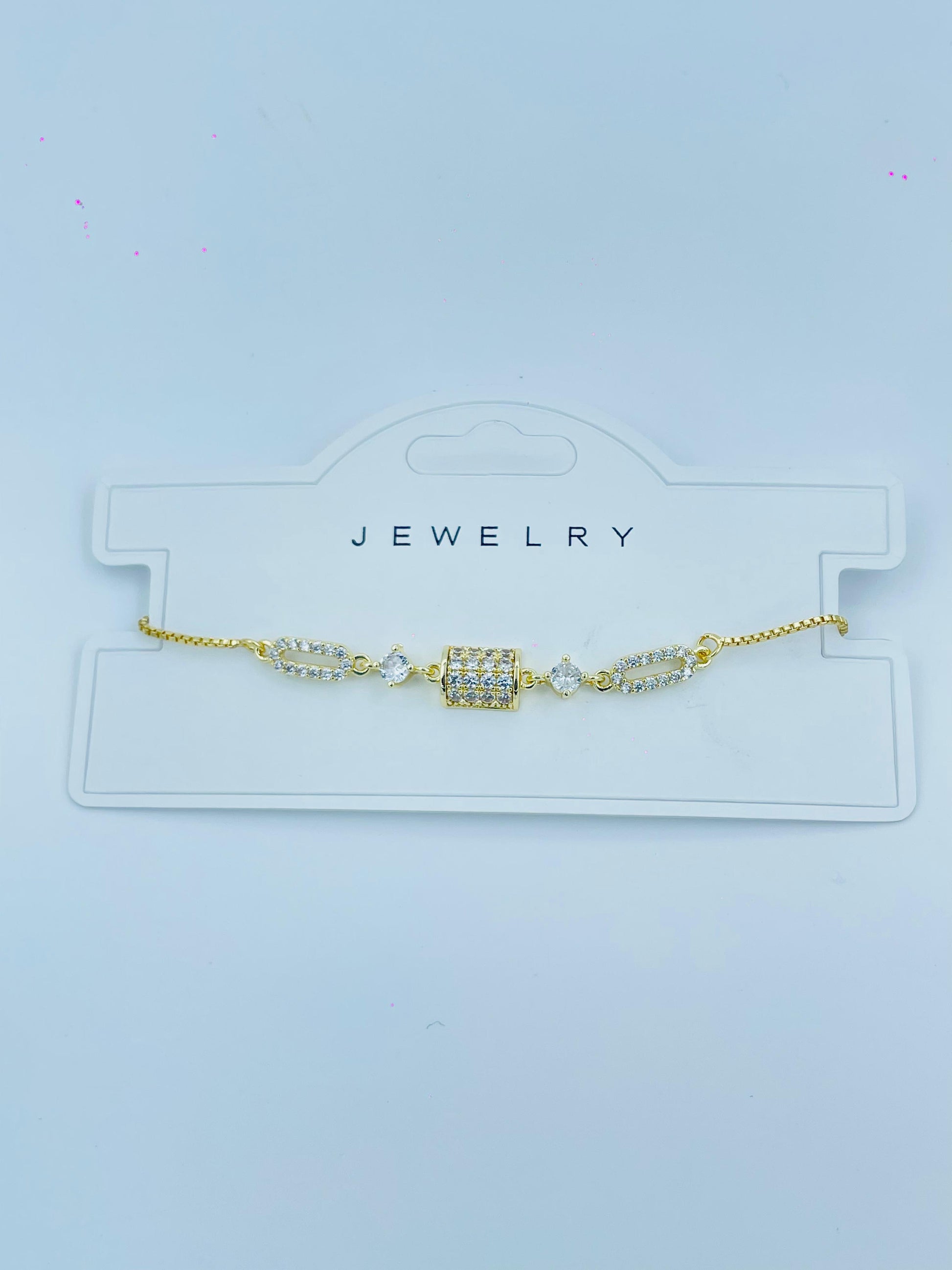 Gold Plated Sparkle Barrel Bracelet – Elegant CZ Stone Design