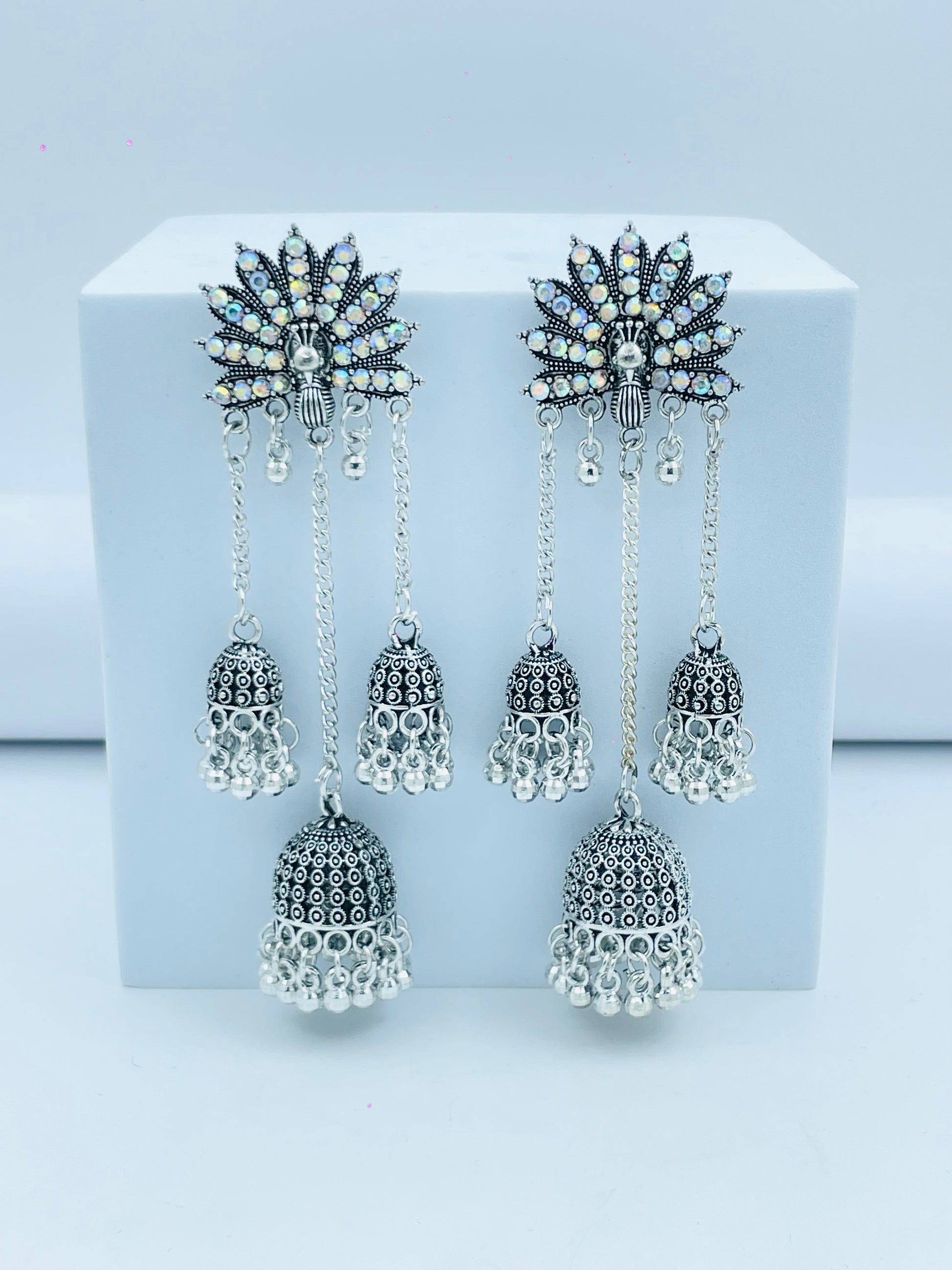 Elegant Traditional Silver Jhumka Earrings