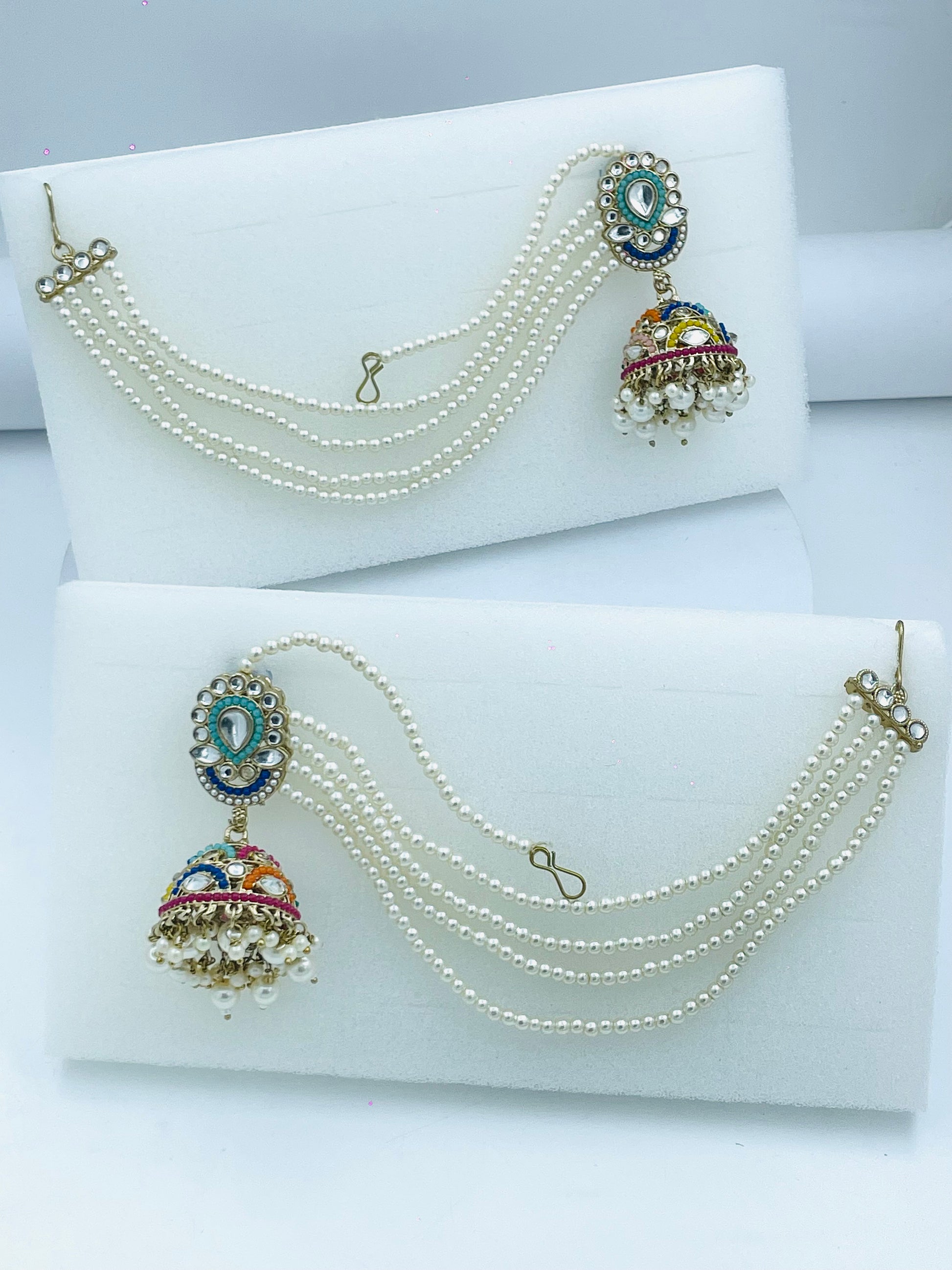 Multicolor Pearl Jhumka Earrings Elegant Traditional Design