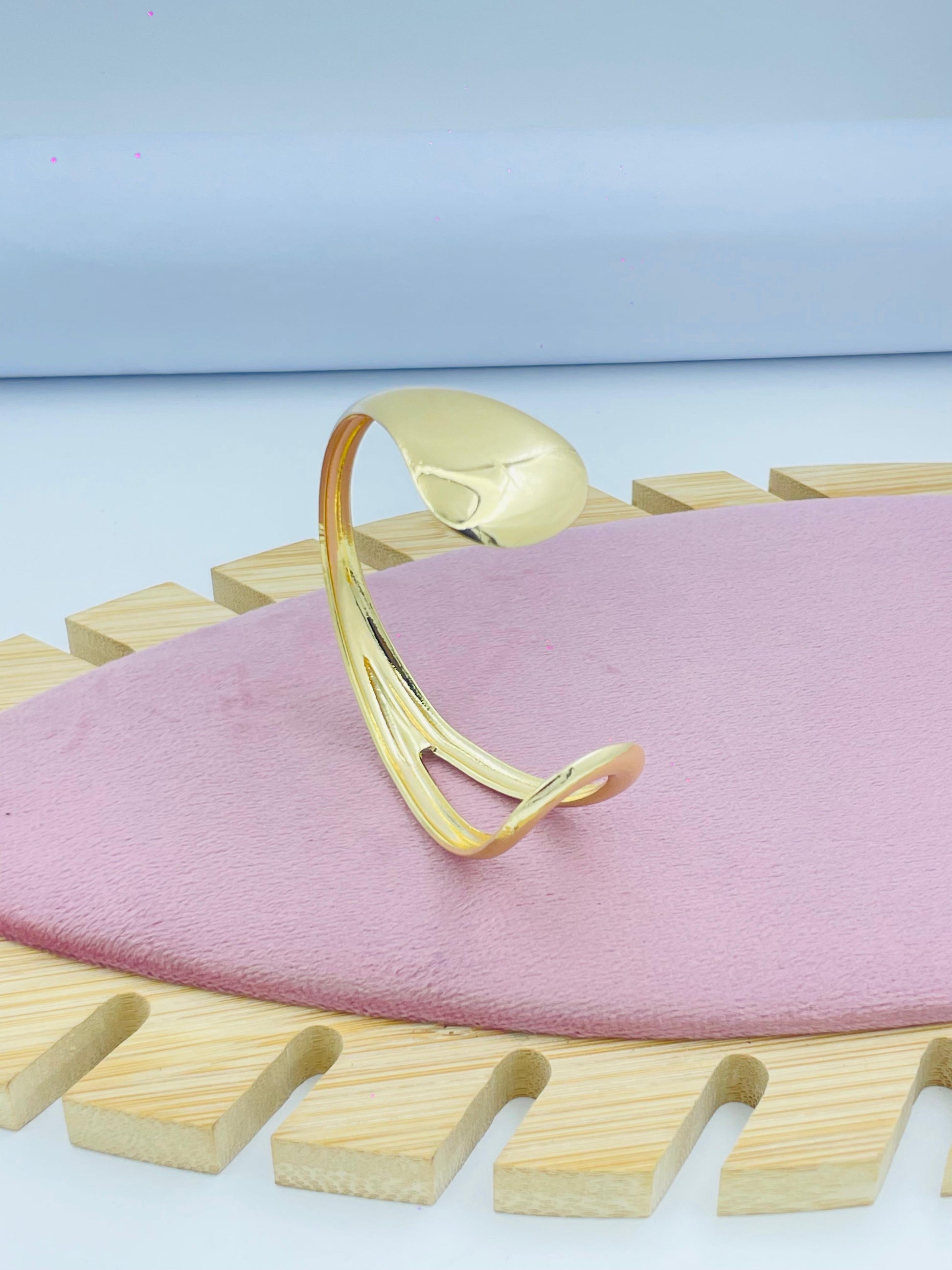 Stylish GoldToned Open Cuff Bracelet for Women