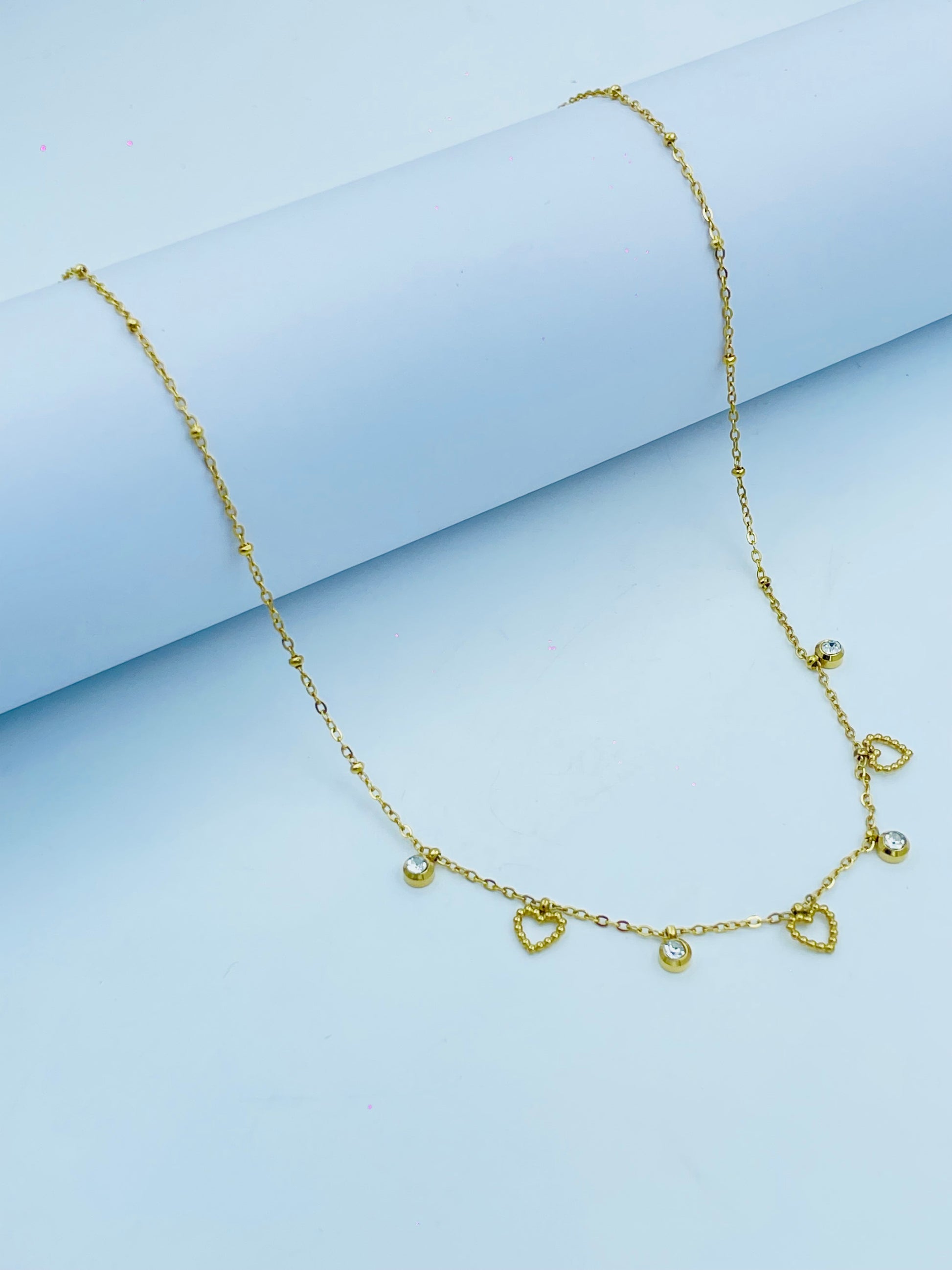Elegant Gold Heart and Diamond Necklace for Women