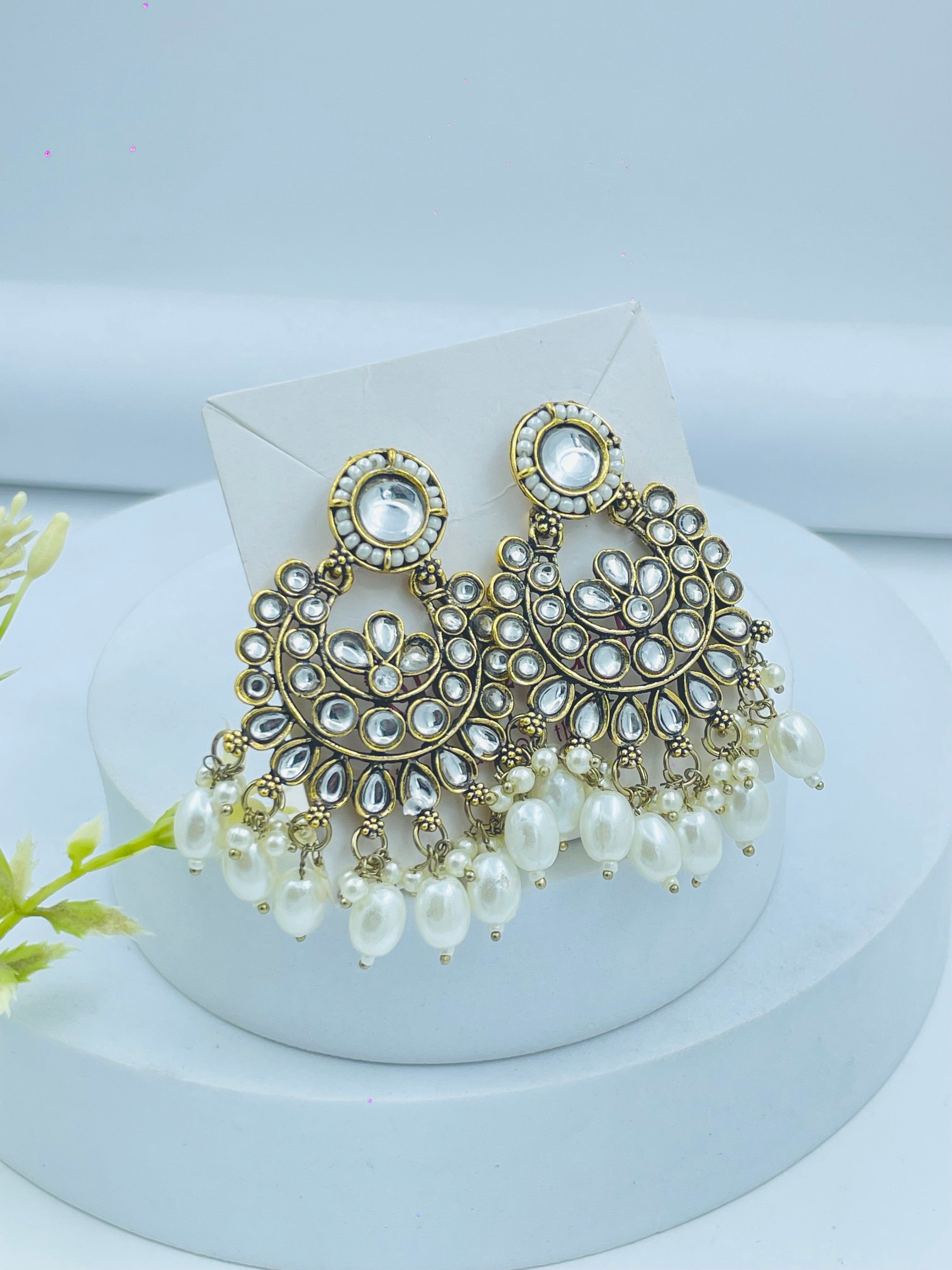 Traditional Pearl Chandbali Earrings for Women