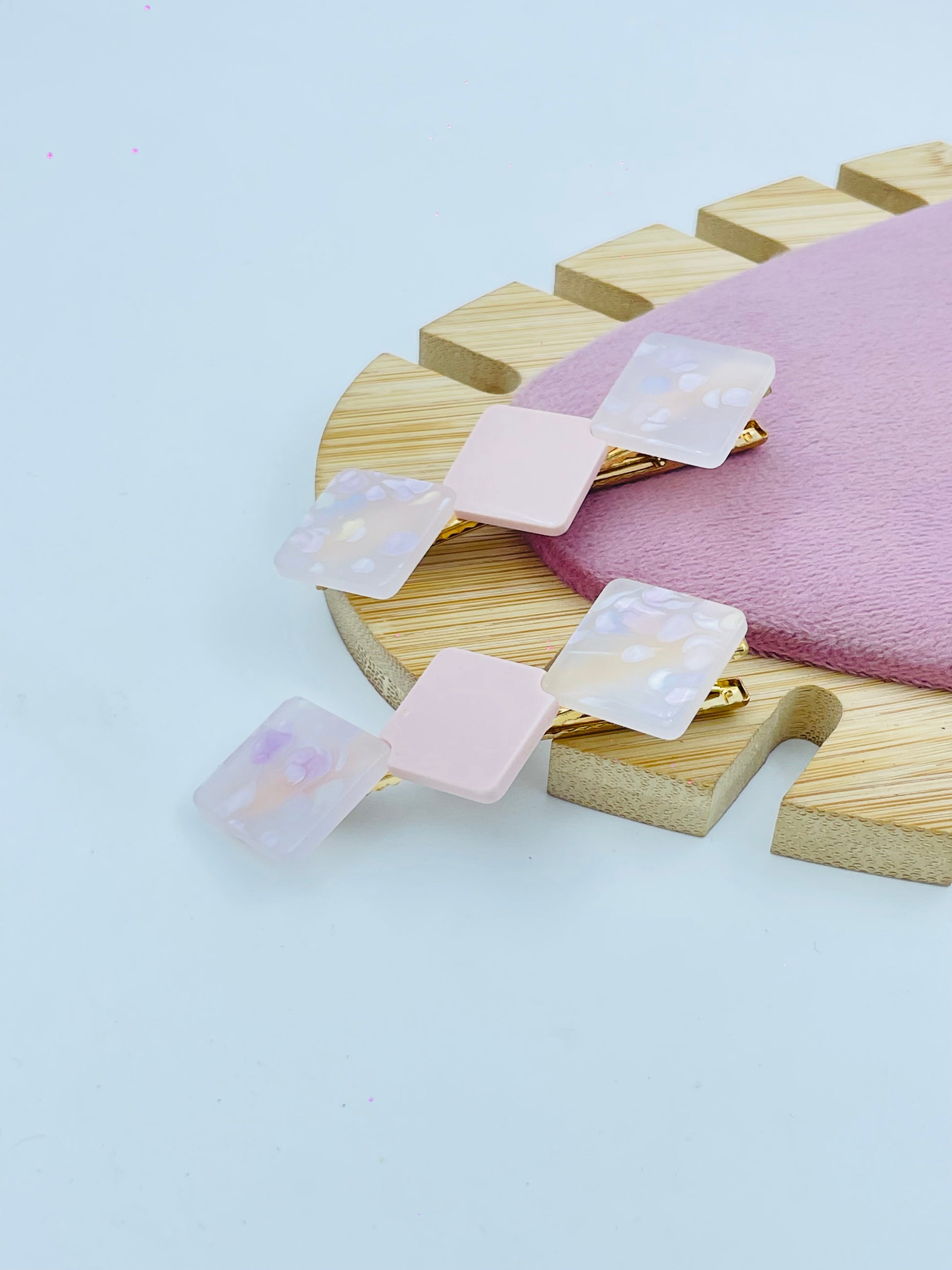 Stylish Pastel Square Hair Clips Set of 2