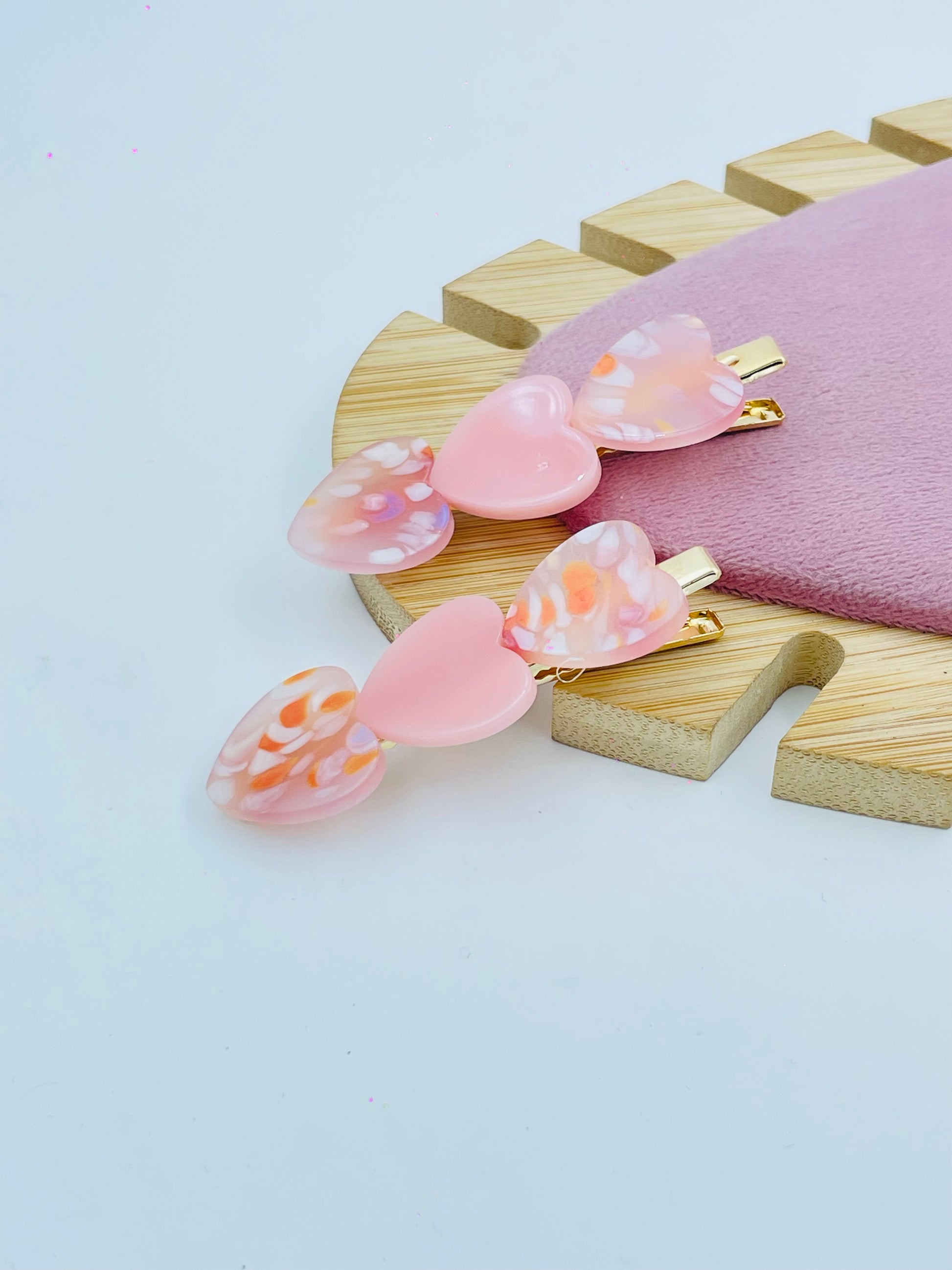Stylish Heart and Petal Hair Clips Fashion Accessory Set of 2