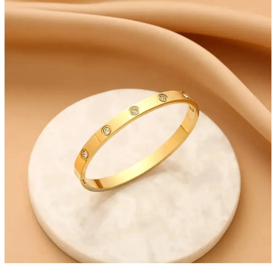 Gold-Plated Bracelet with Diamond Accents – Minimalist Luxury Jewelry
