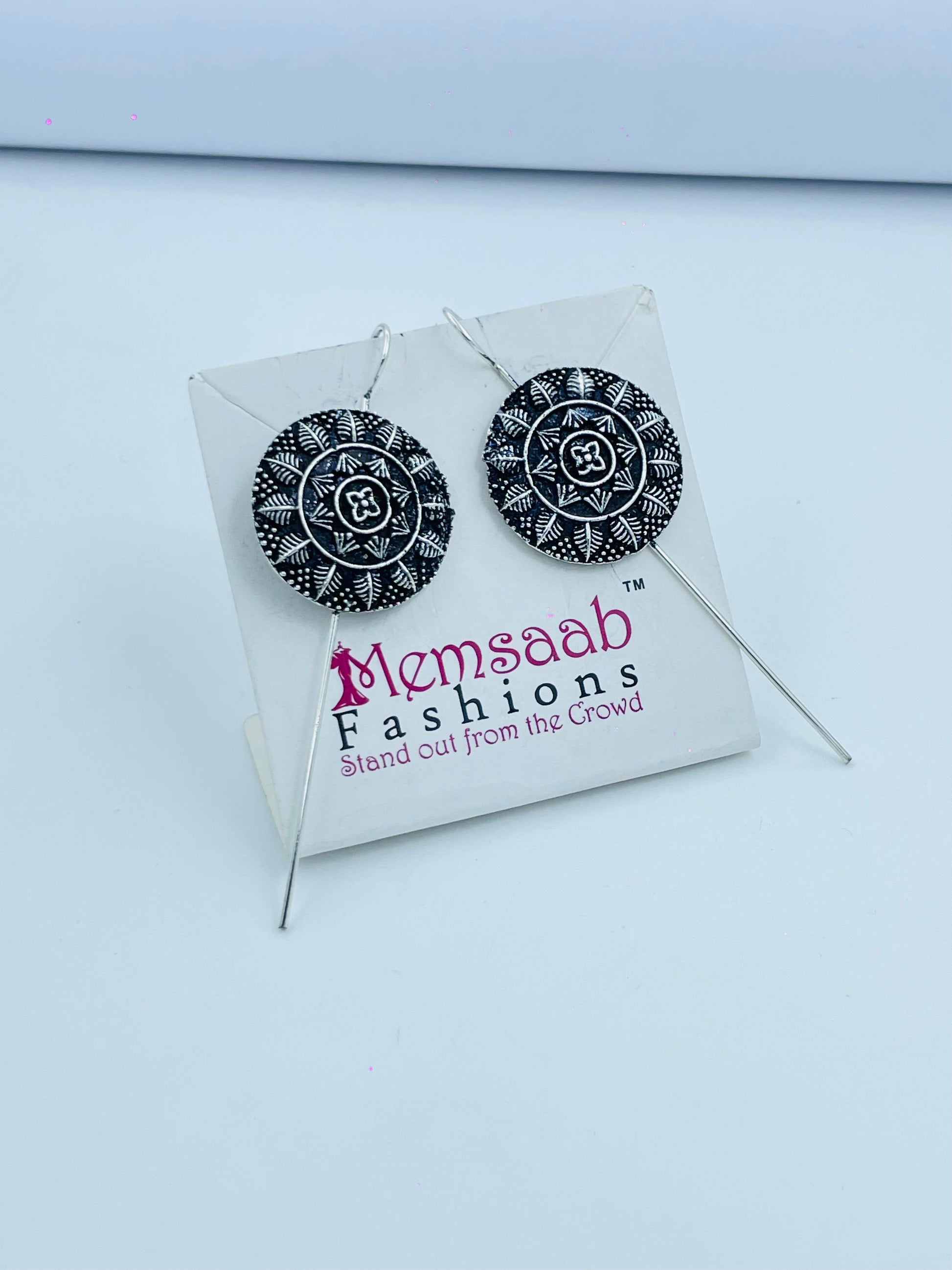 Oxidized Geometric Round Earrings - Memsaab Fashions | Handcrafted Ethnic Style