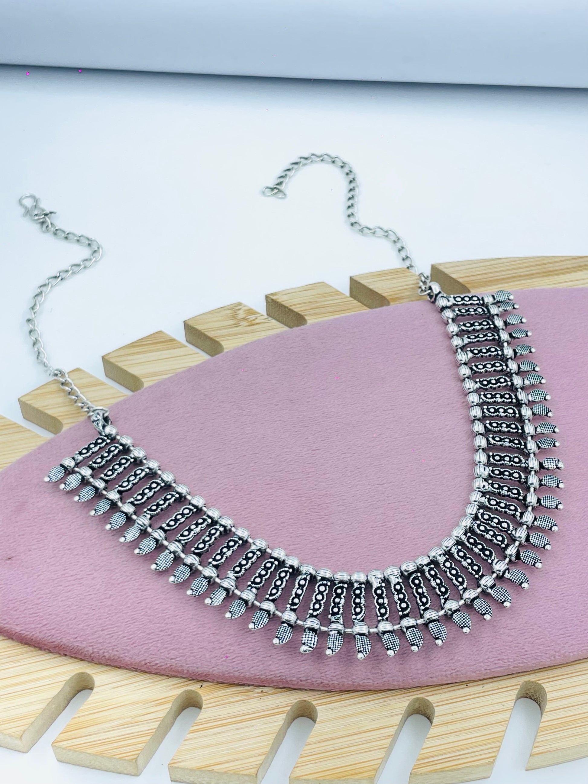 Elegant Silver Tribal Choker Necklace
