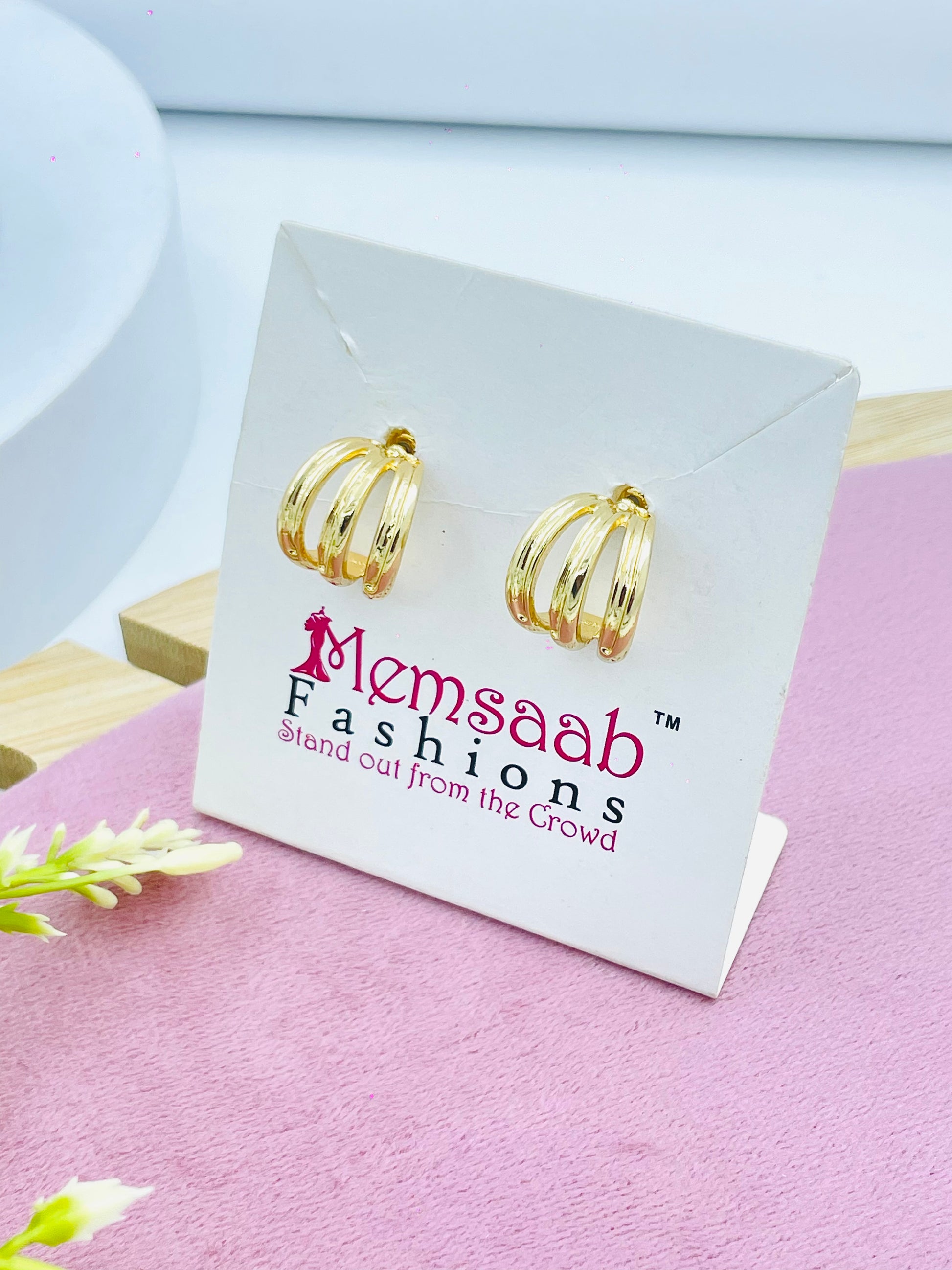 Stylish Gold Plated Hoop Earrings by