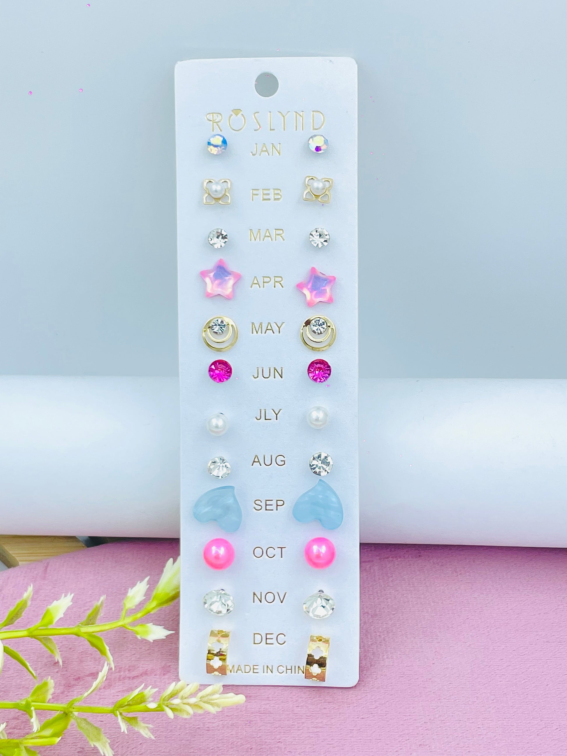 Monthly Earrings Set 12 Pairs