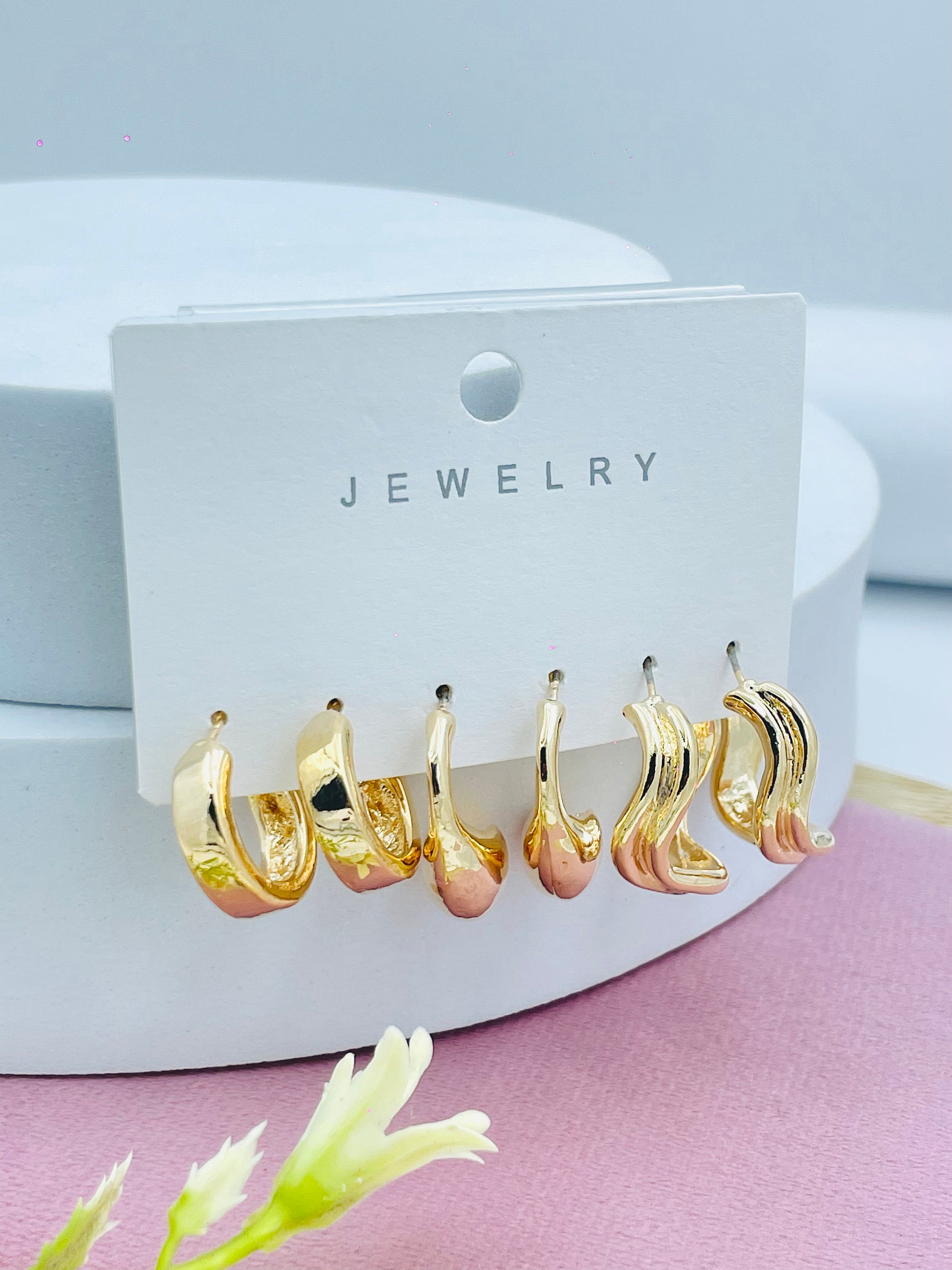 Elegant Gold and Silver Wave Earrings Set Fashion Jewelry