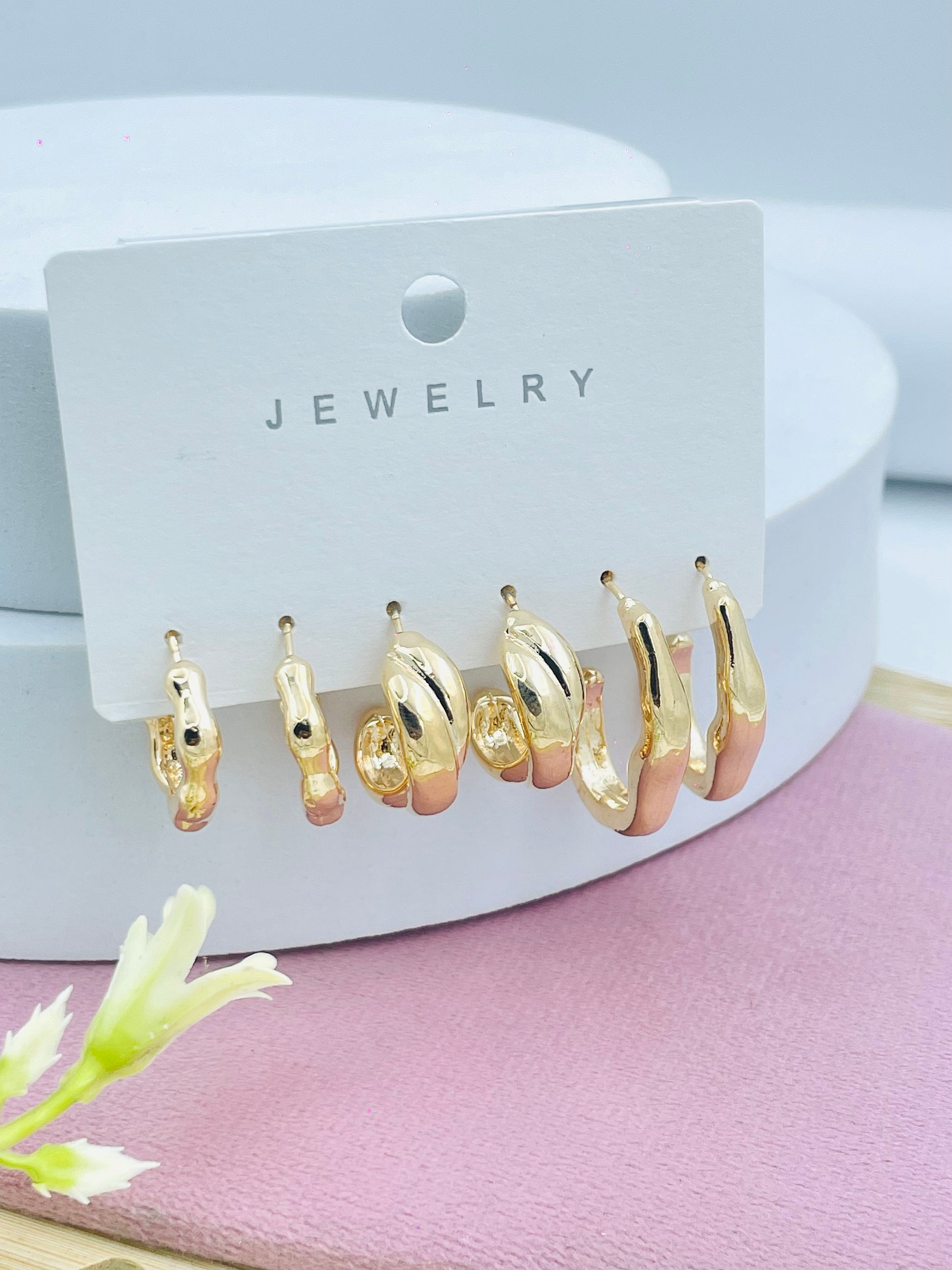 Elegant Gold Plated Hoop Earring Set