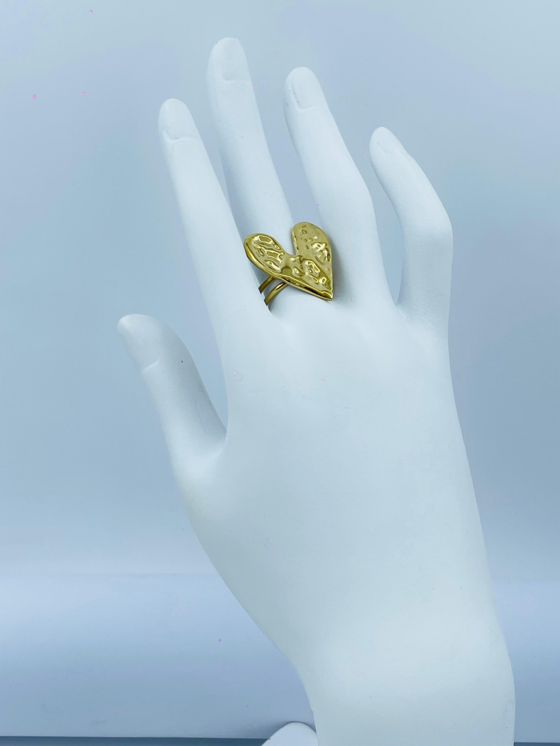 Gold Heart Statement Ring – Bold Adjustable Designer Jewelry