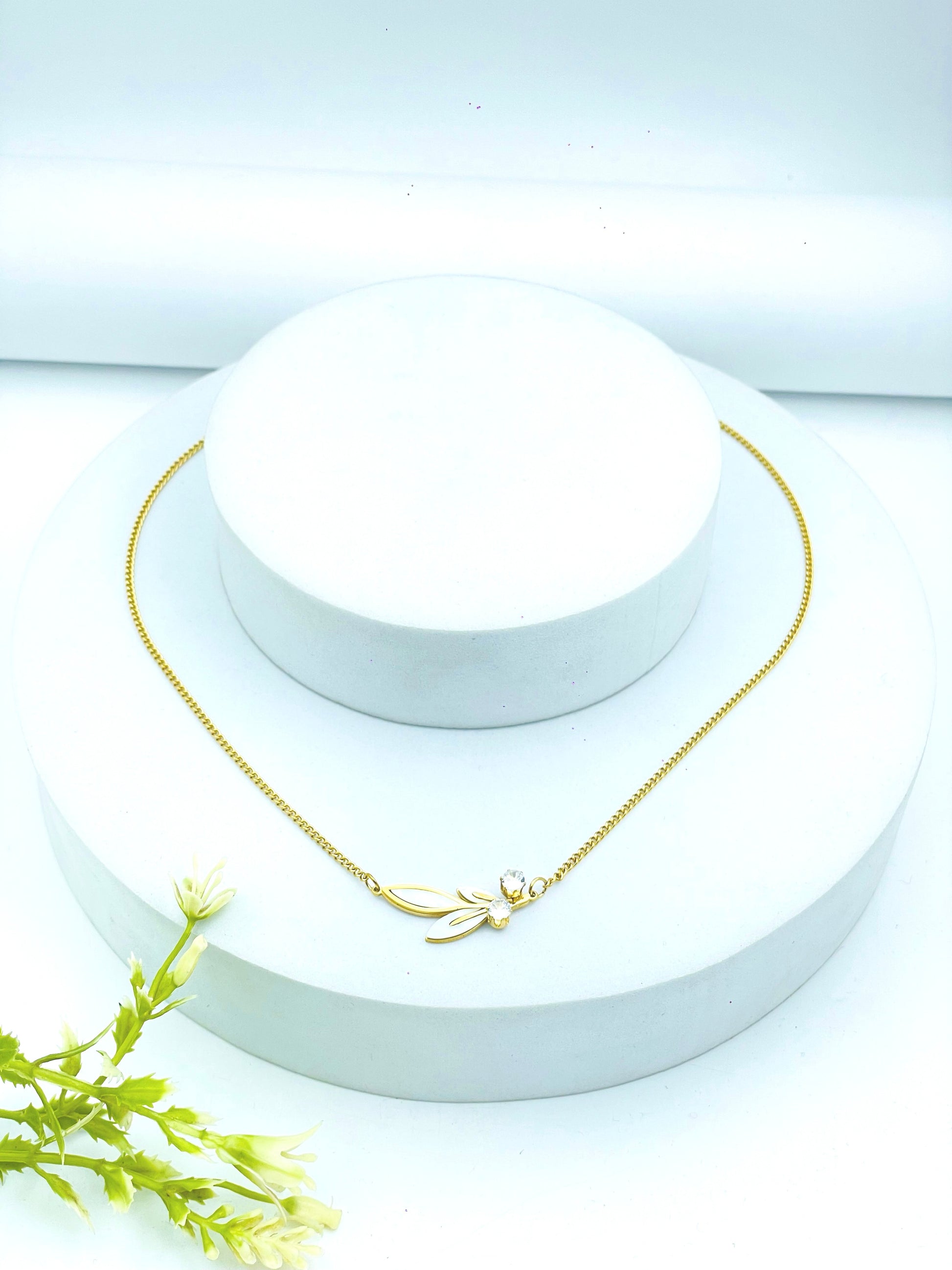 Elegant GoldPlated Olive Leaf Necklace