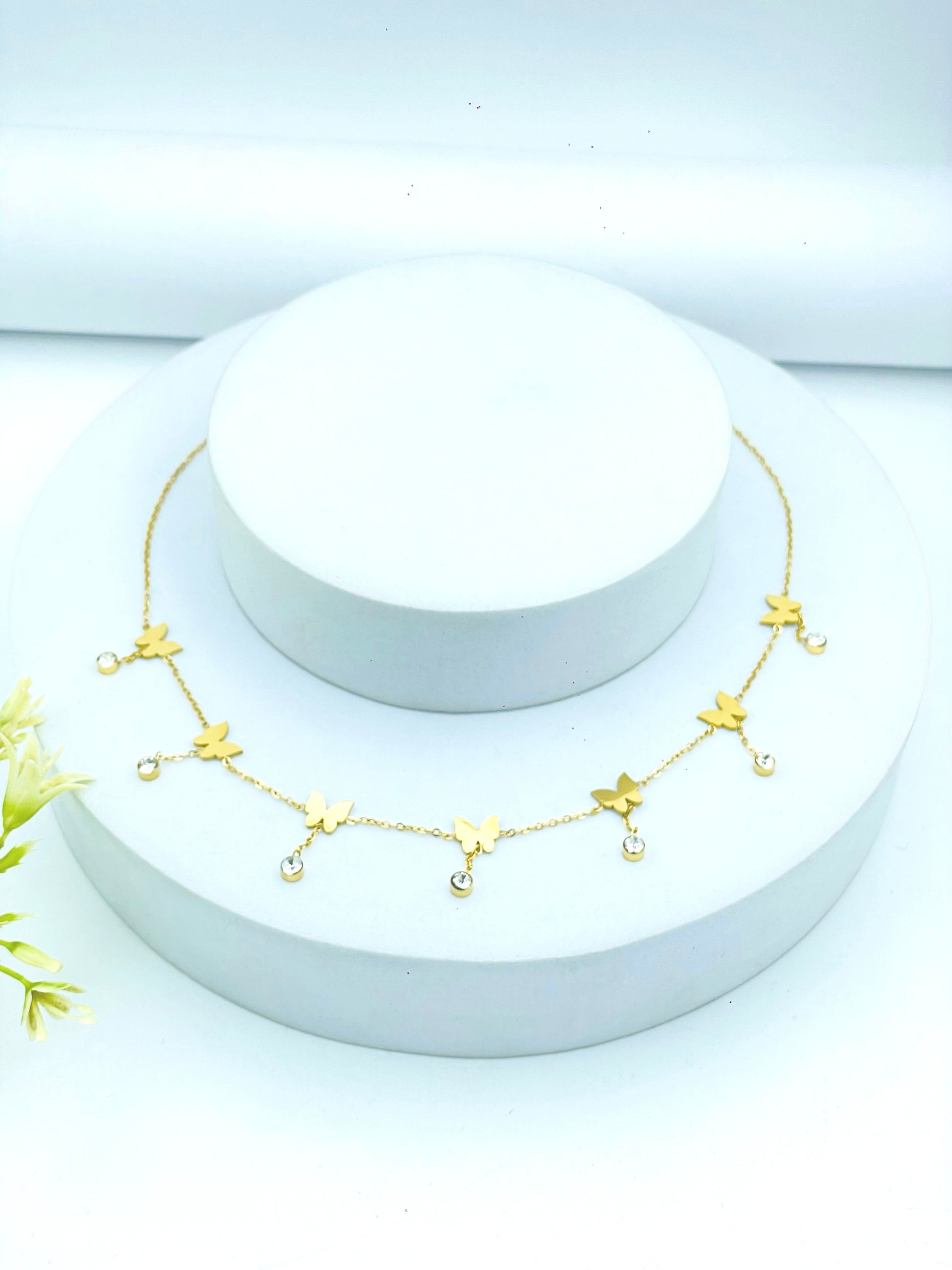 Elegant Butterfly Charm Gold Necklace