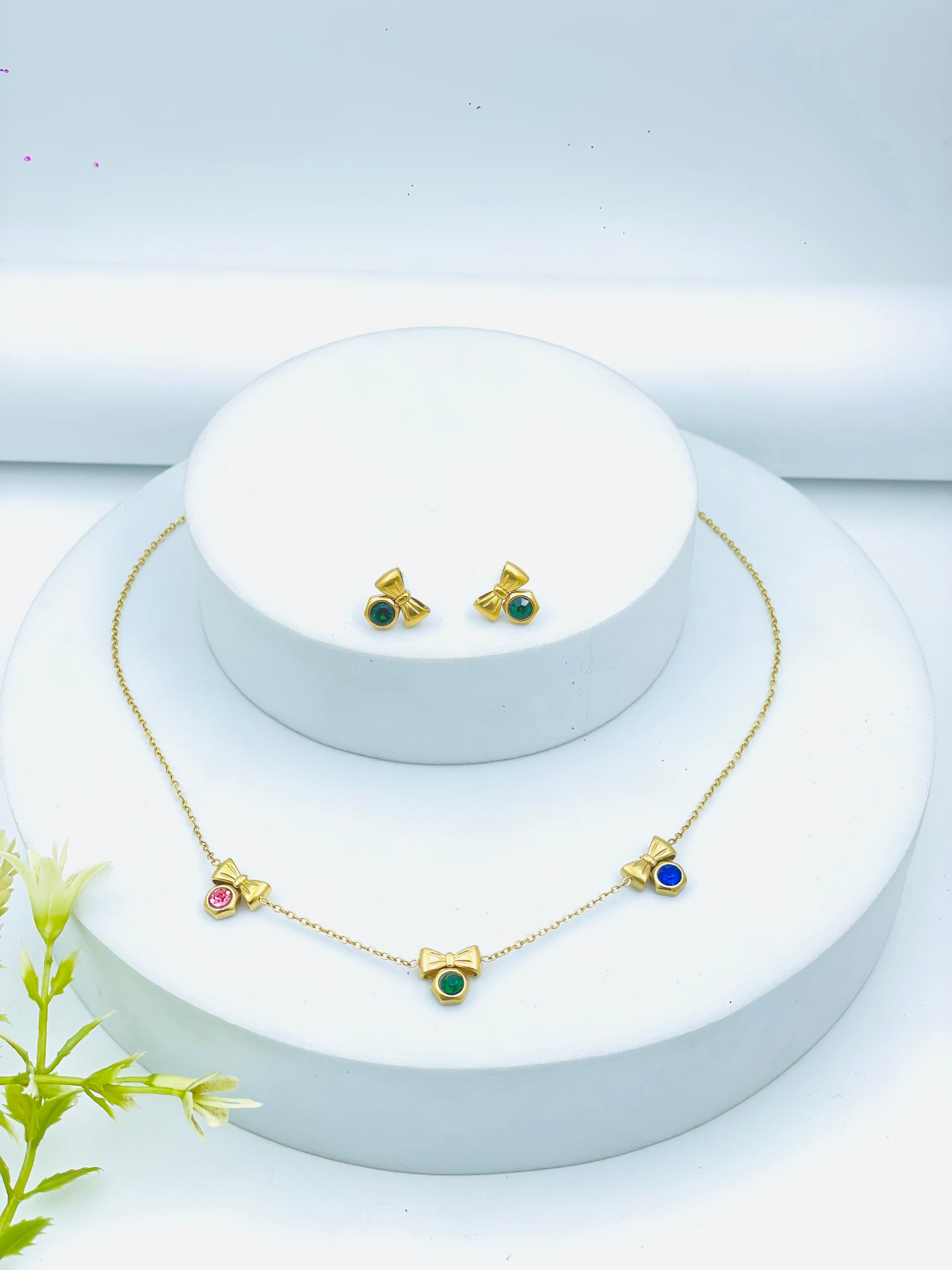 Exquisite MultiColored Gemstone Necklace and Earring Set