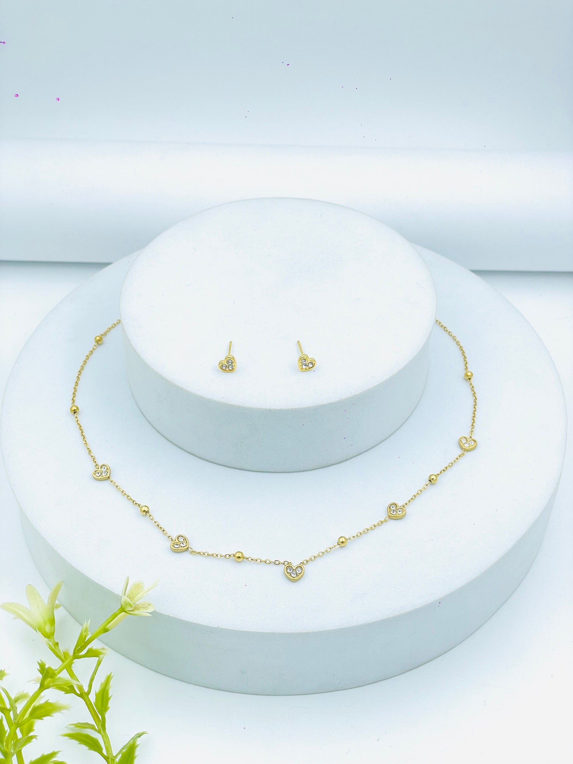 Elegant Gold Necklace and Earring Set for Women