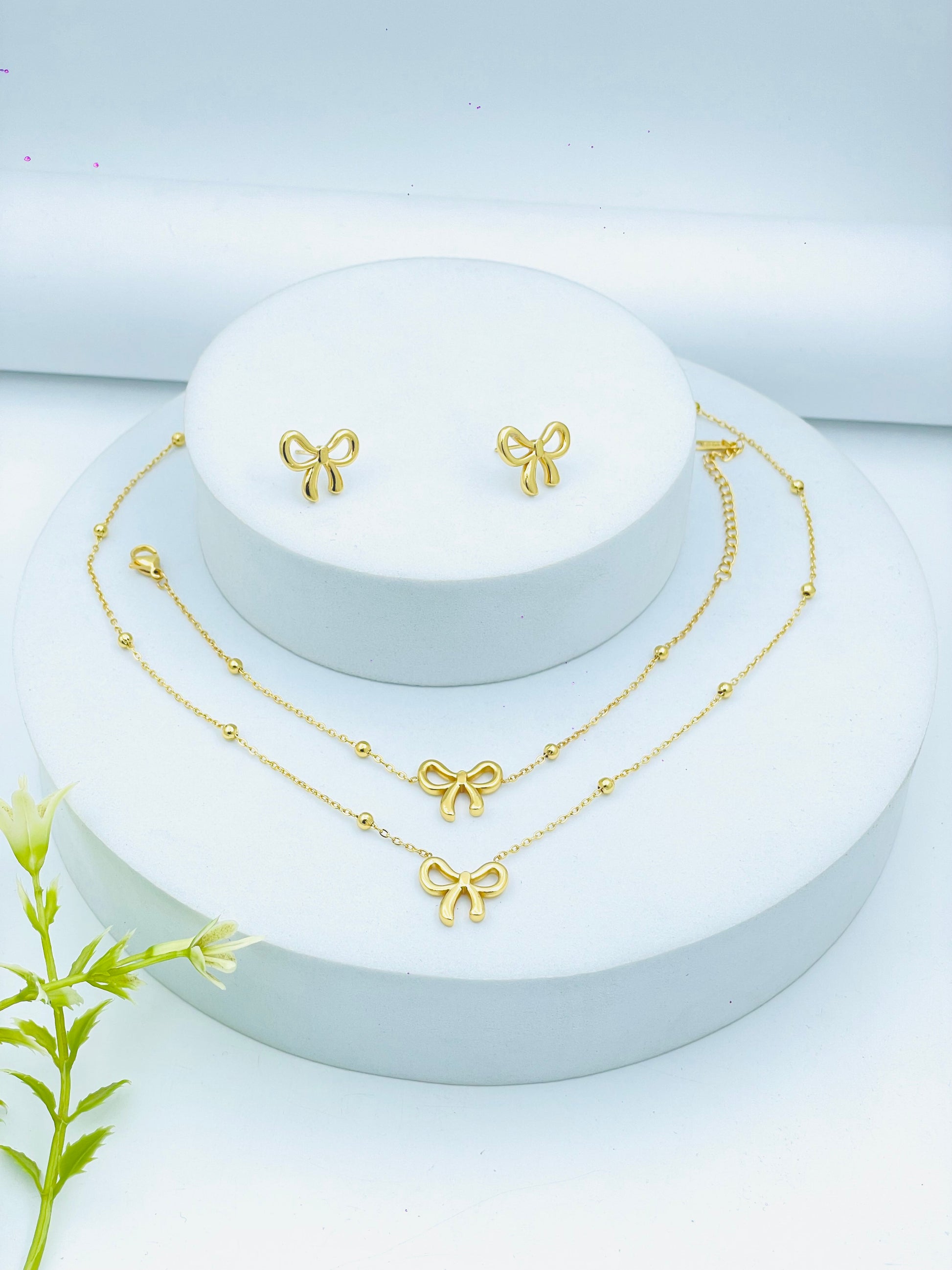 Elegant Butterfly Bow Jewelry Set  Necklace and Earrings