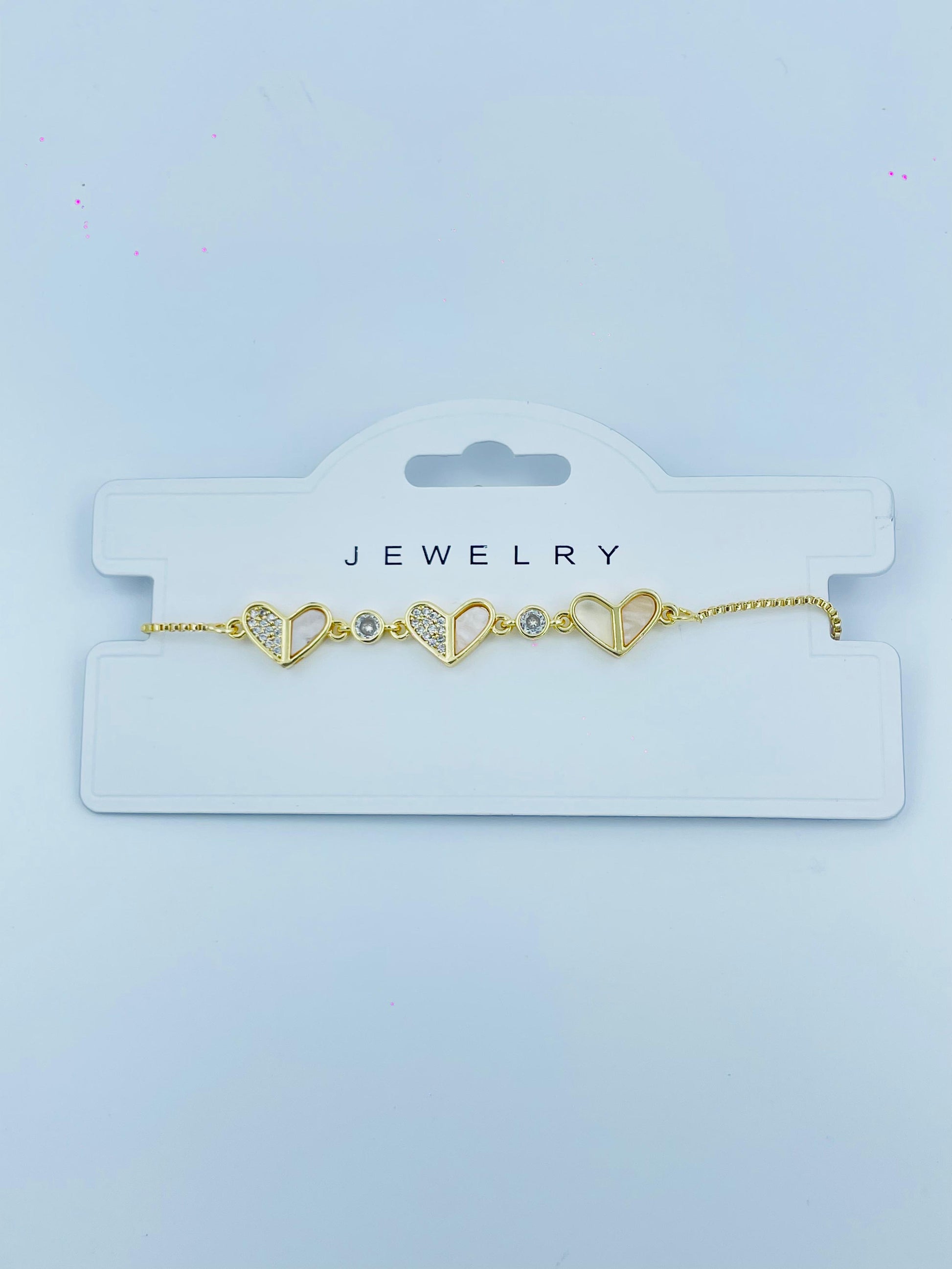 Gold Heart Charm Bracelet – Crystal Studded Romantic Jewelry