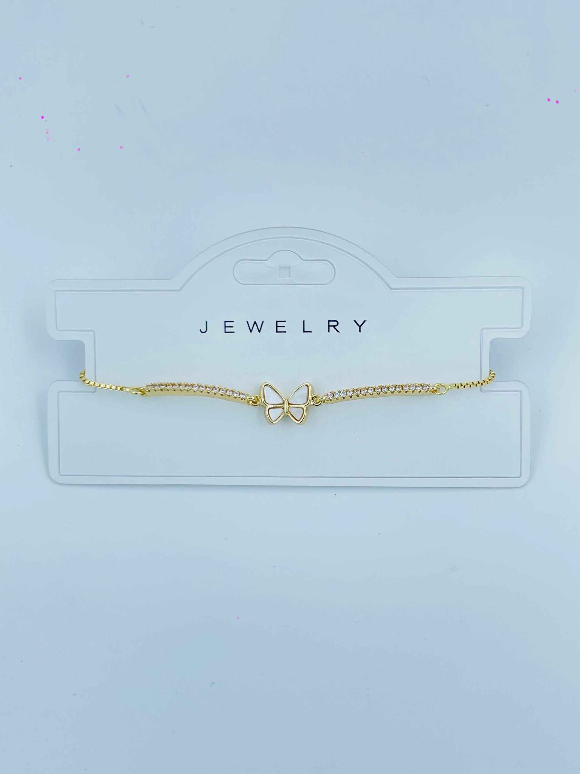 Minimal Butterfly Outline Bracelet – Gold Plated with Subtle Sparkle