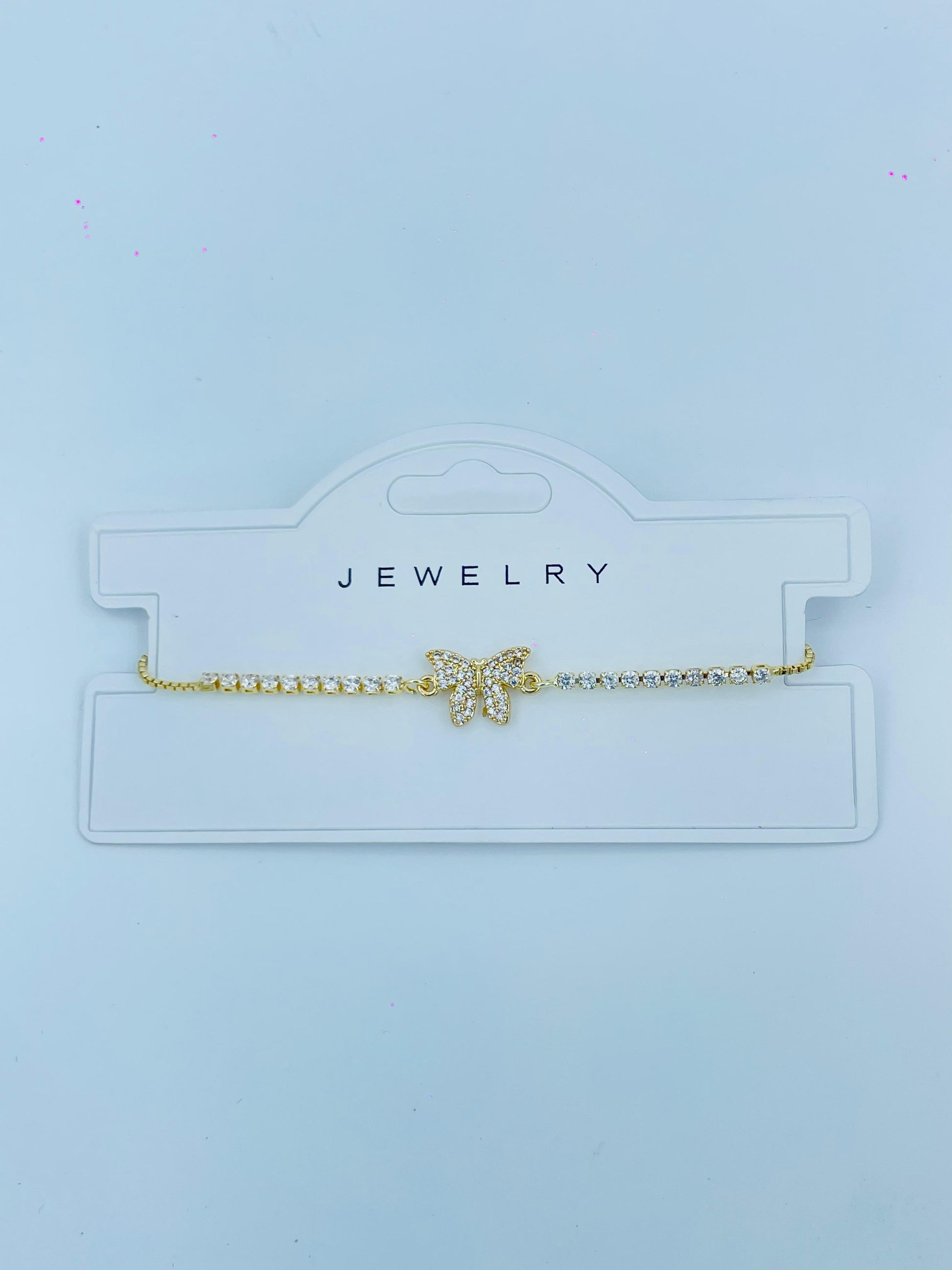 Dainty Butterfly Bracelet – Gold Plated with CZ Stones