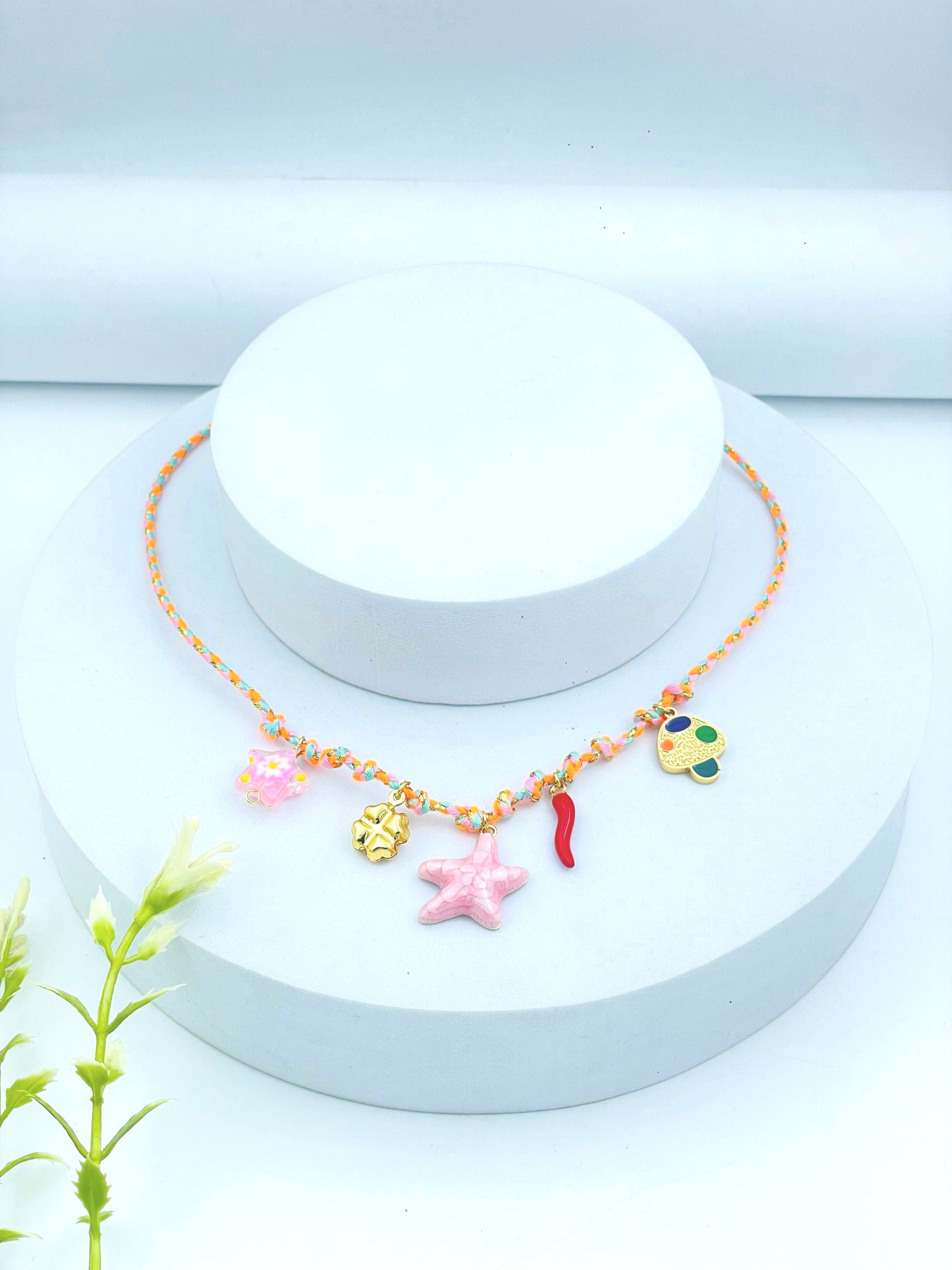 Colorful Charm Necklace  Unique Statement Jewelry