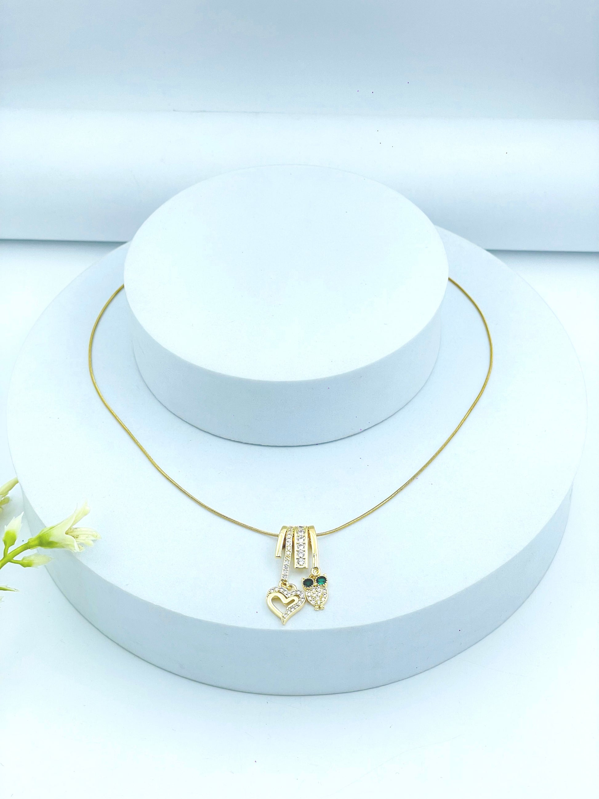 Elegant Gold Pendant Necklace with Gem Accents