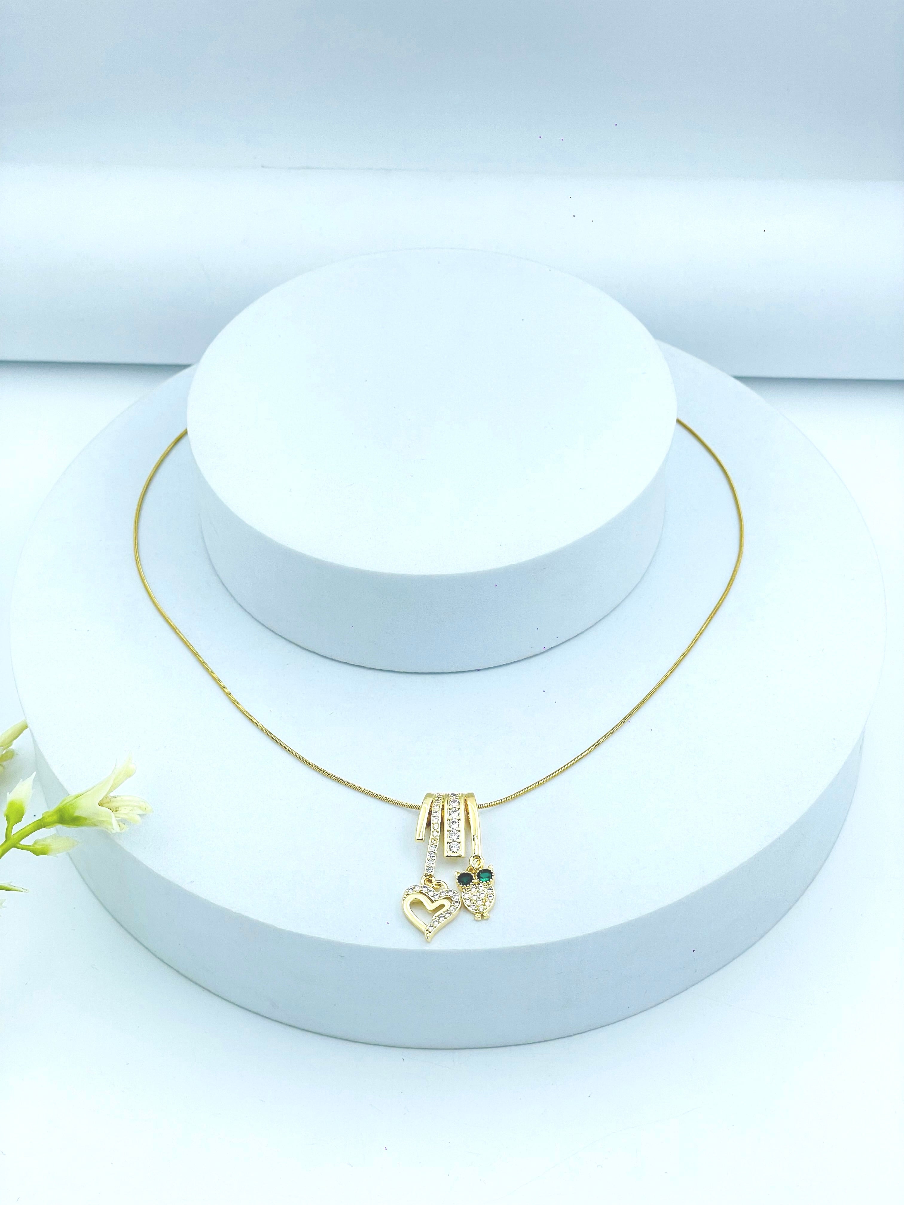 Elegant Gold Pendant Necklace with Gem Accents