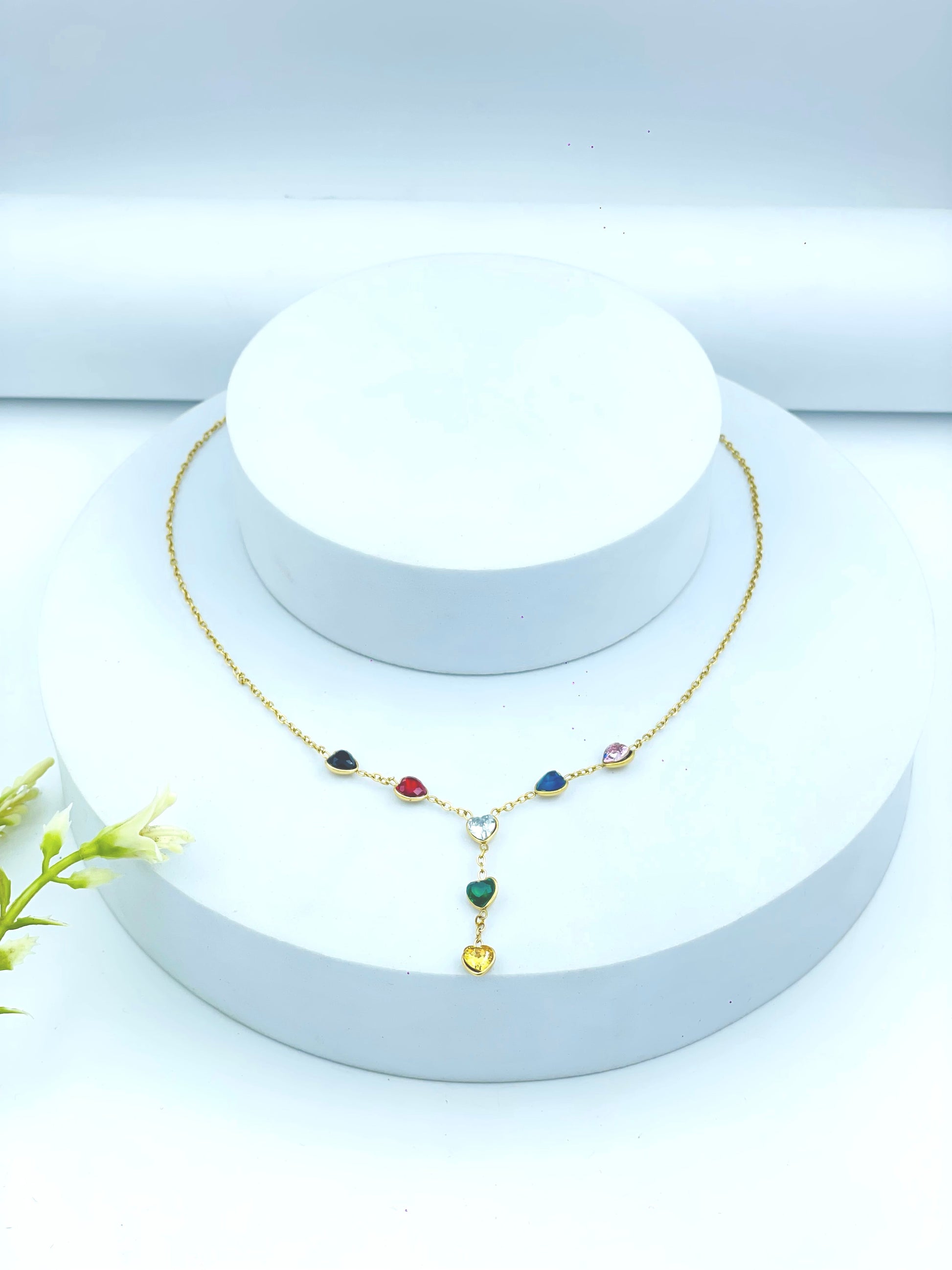 Elegant Colorful Heart Pendant Necklace  Stylish Jewelry