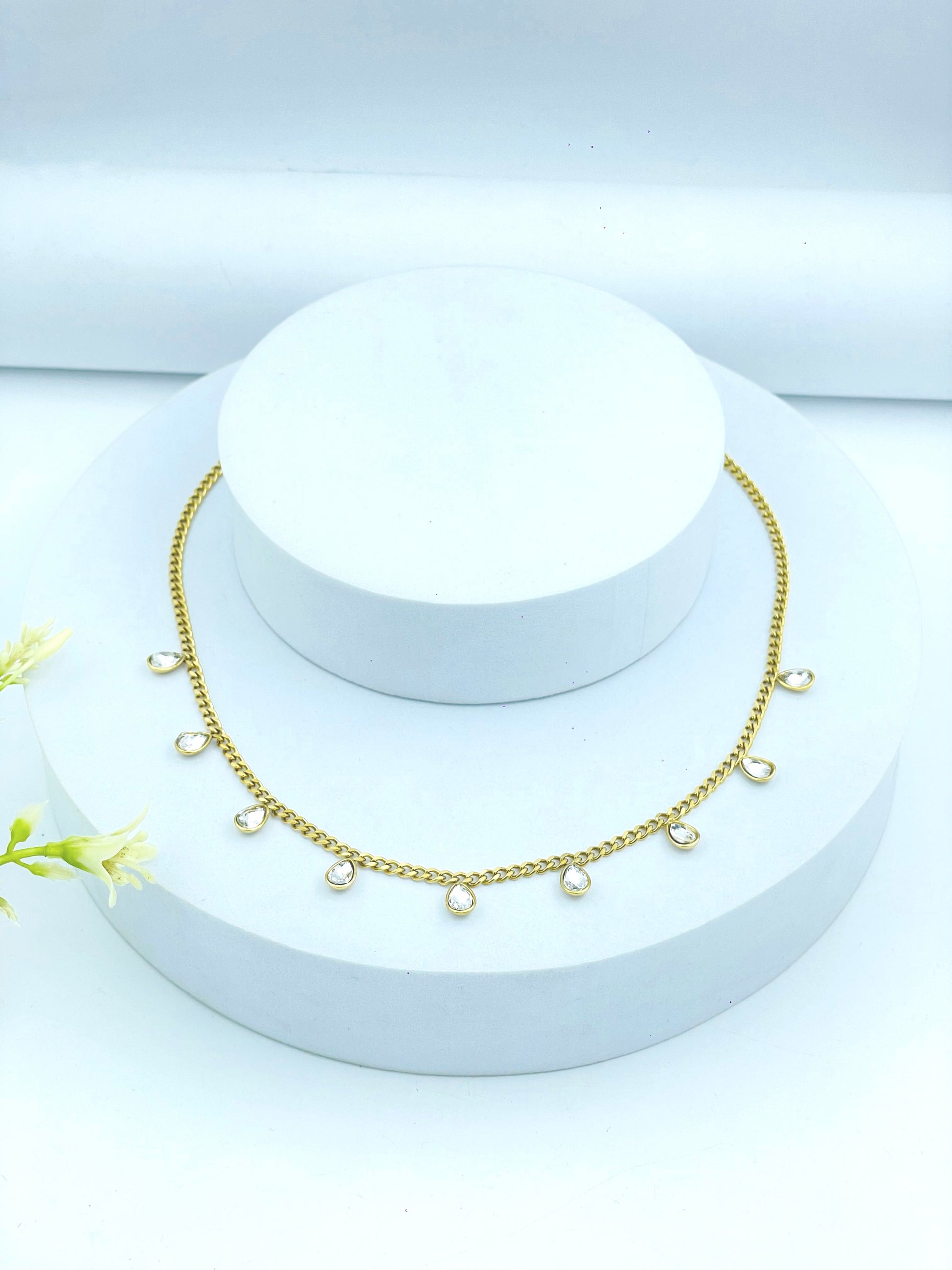 Elegant Gold Chain Choker with Dangling Charms