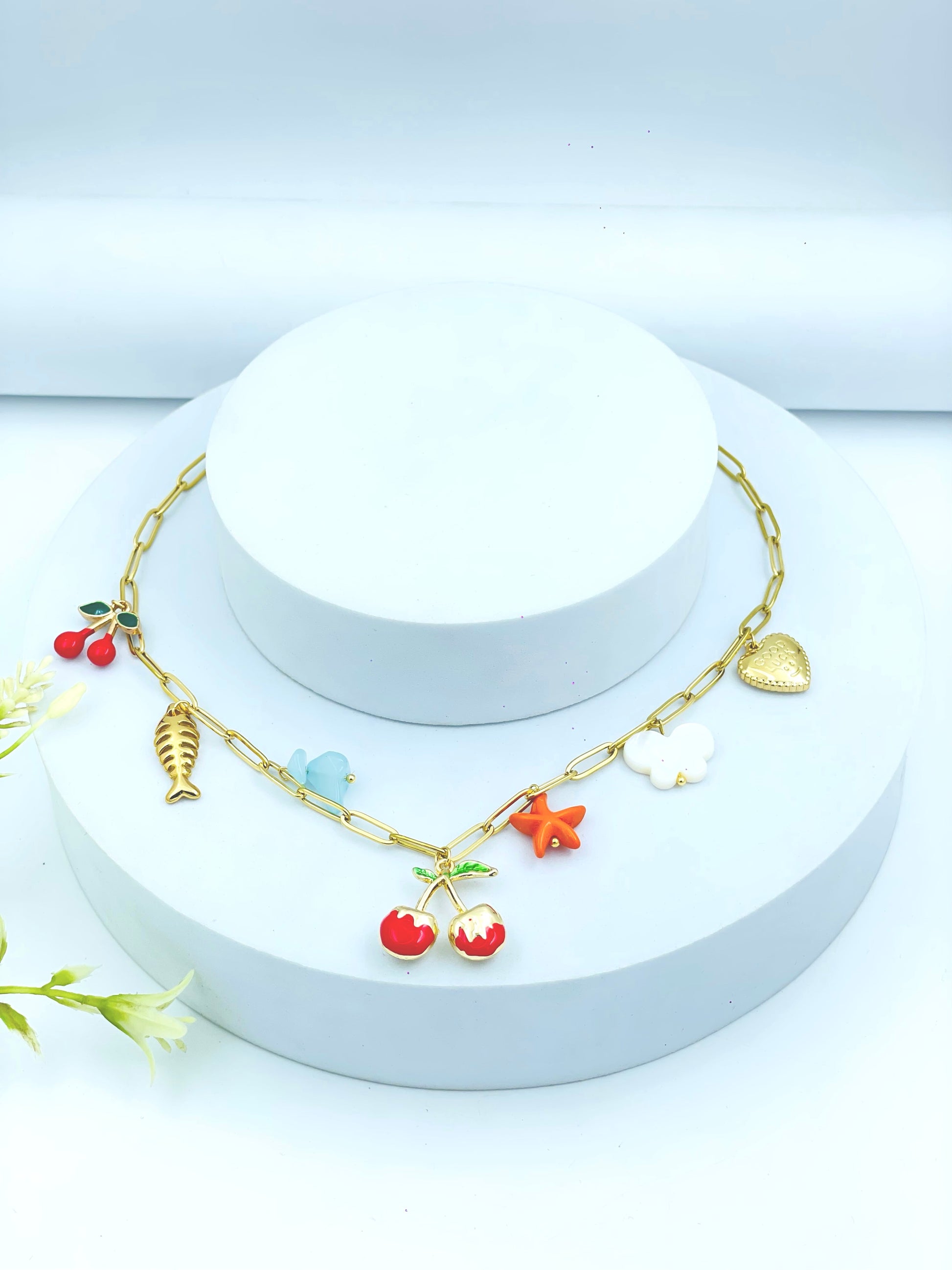 Stylish Colorful Charm Necklace with Various Pendants