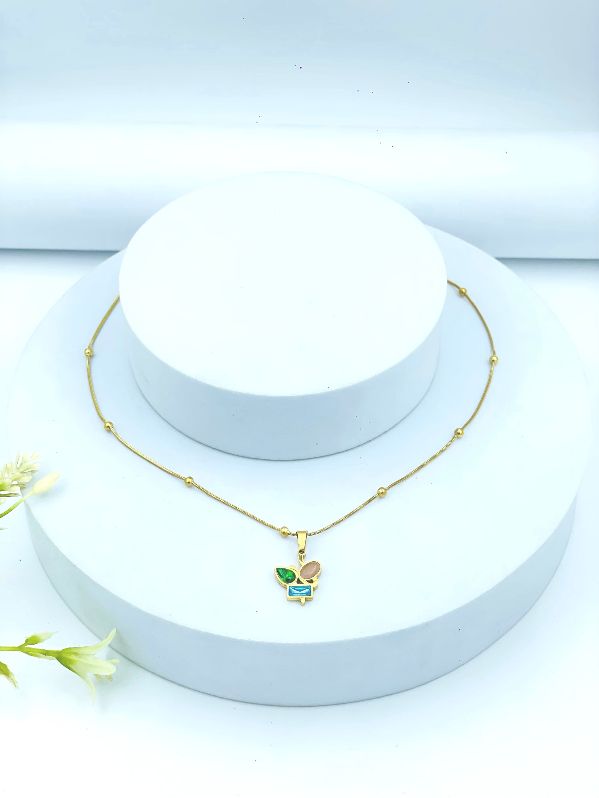Elegant Gold Necklace with Plant Pot Pendant  Unique Jewelry