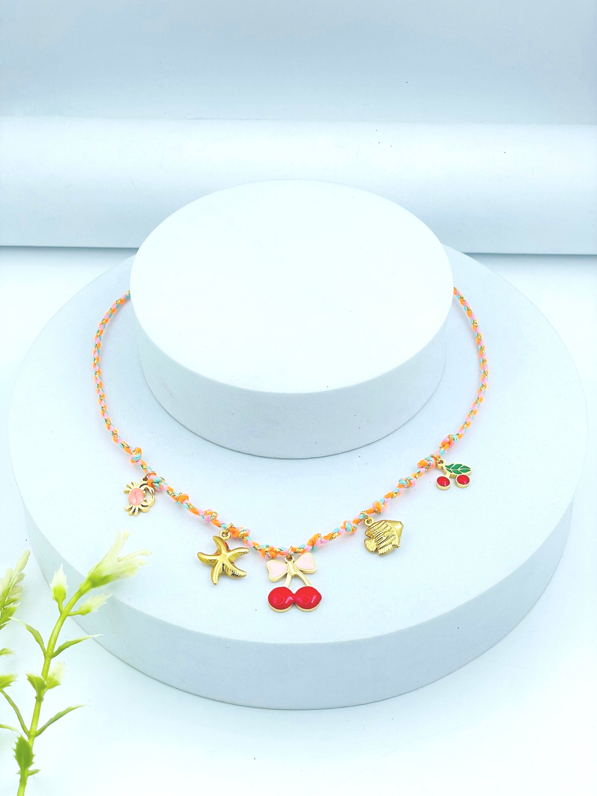 Colorful Beach Charm Necklace with SeaInspired Pendants