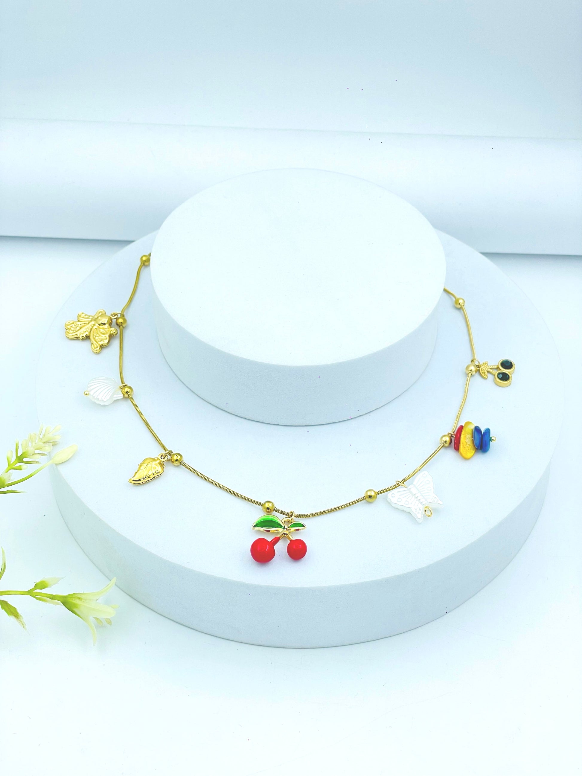 Gold Plated Fruit Charm Necklace  Trendy Accessories
