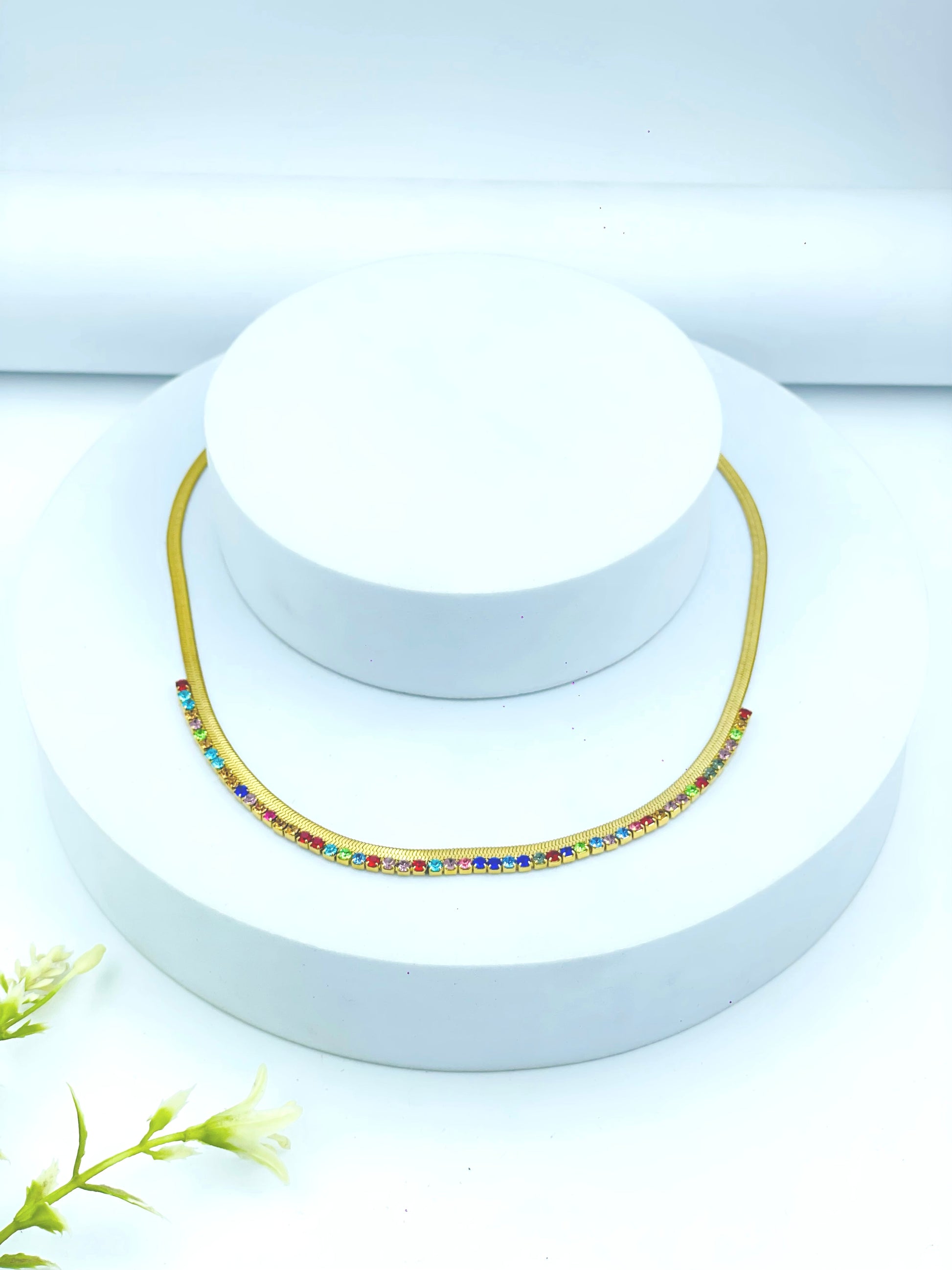 Elegant Multicolor Gemstone Tennis Necklace