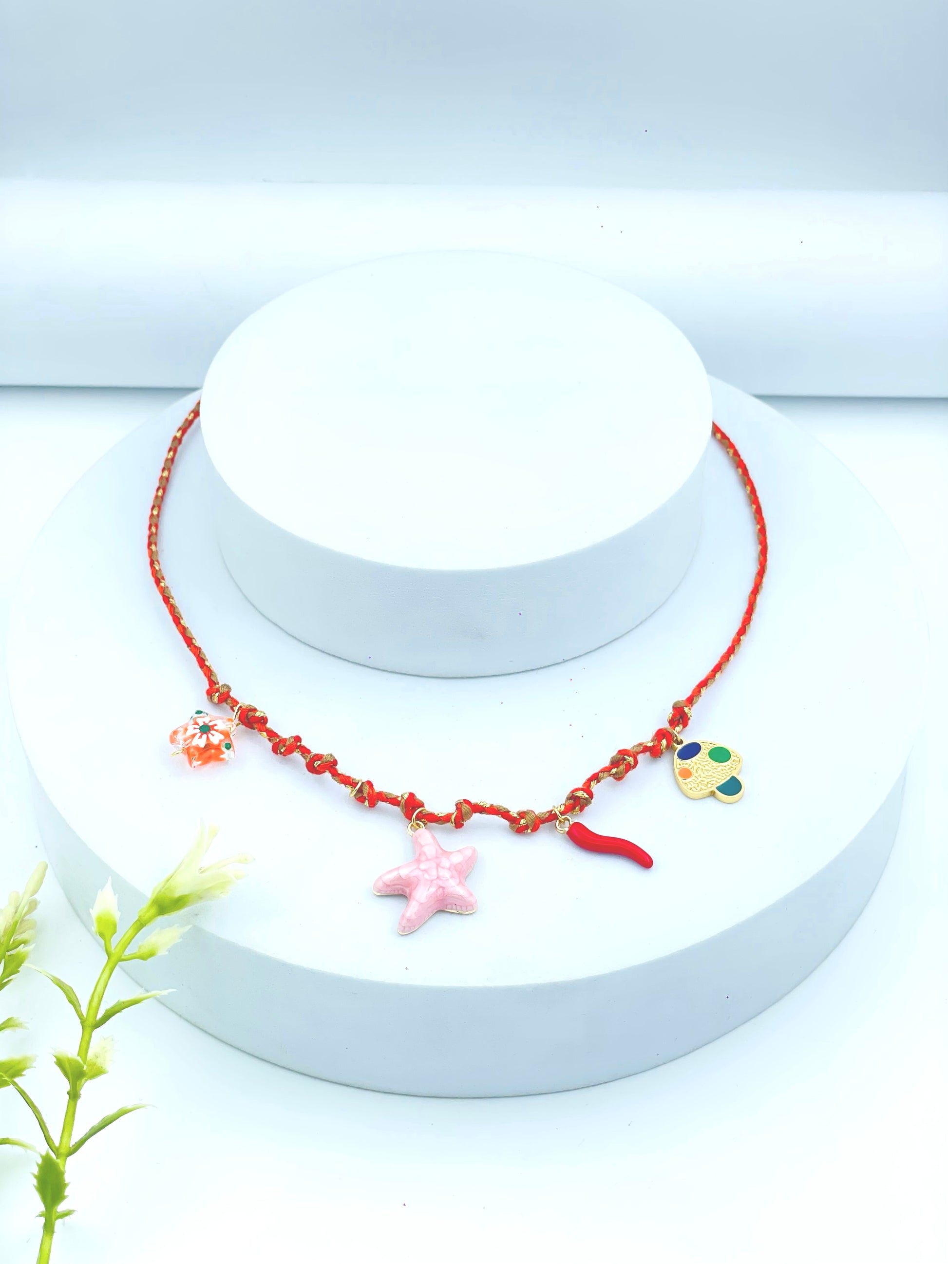 Colorful Charm Necklace with OceanThemed Charms