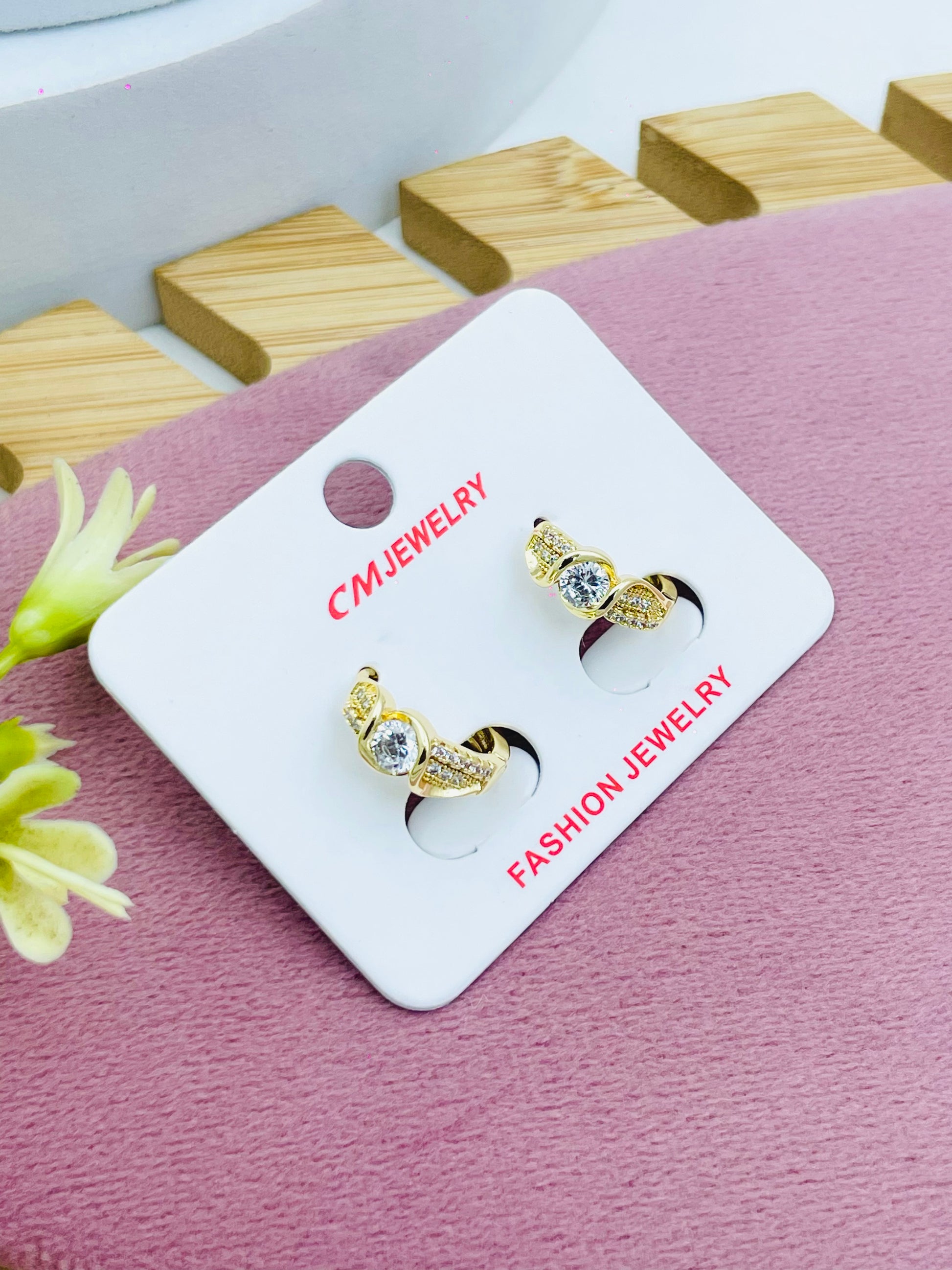 GoldTone Crystal Bear Earrings Jewelry