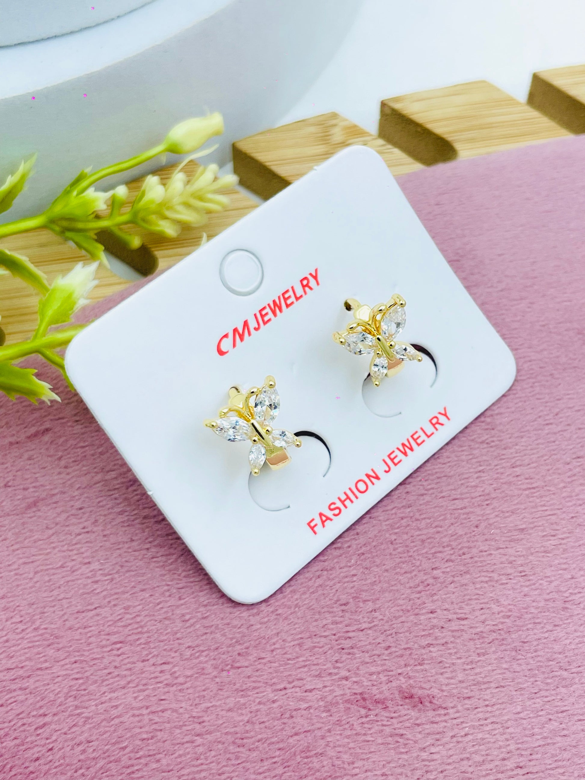 Elegant Butterfly Crystal Stud Earrings  . Jewelry