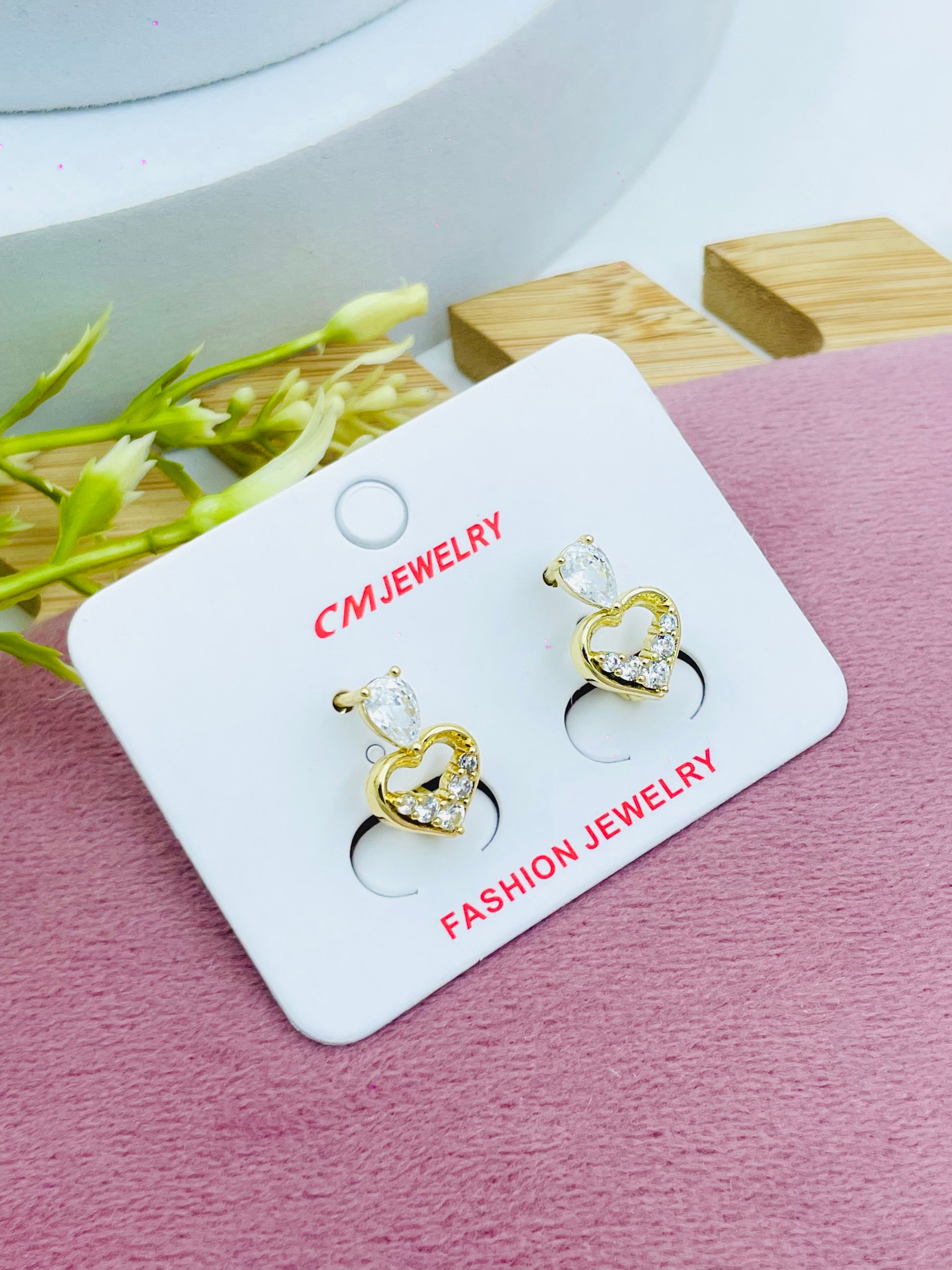 Elegant Heart Shaped Earrings with Sparkling Crystals
