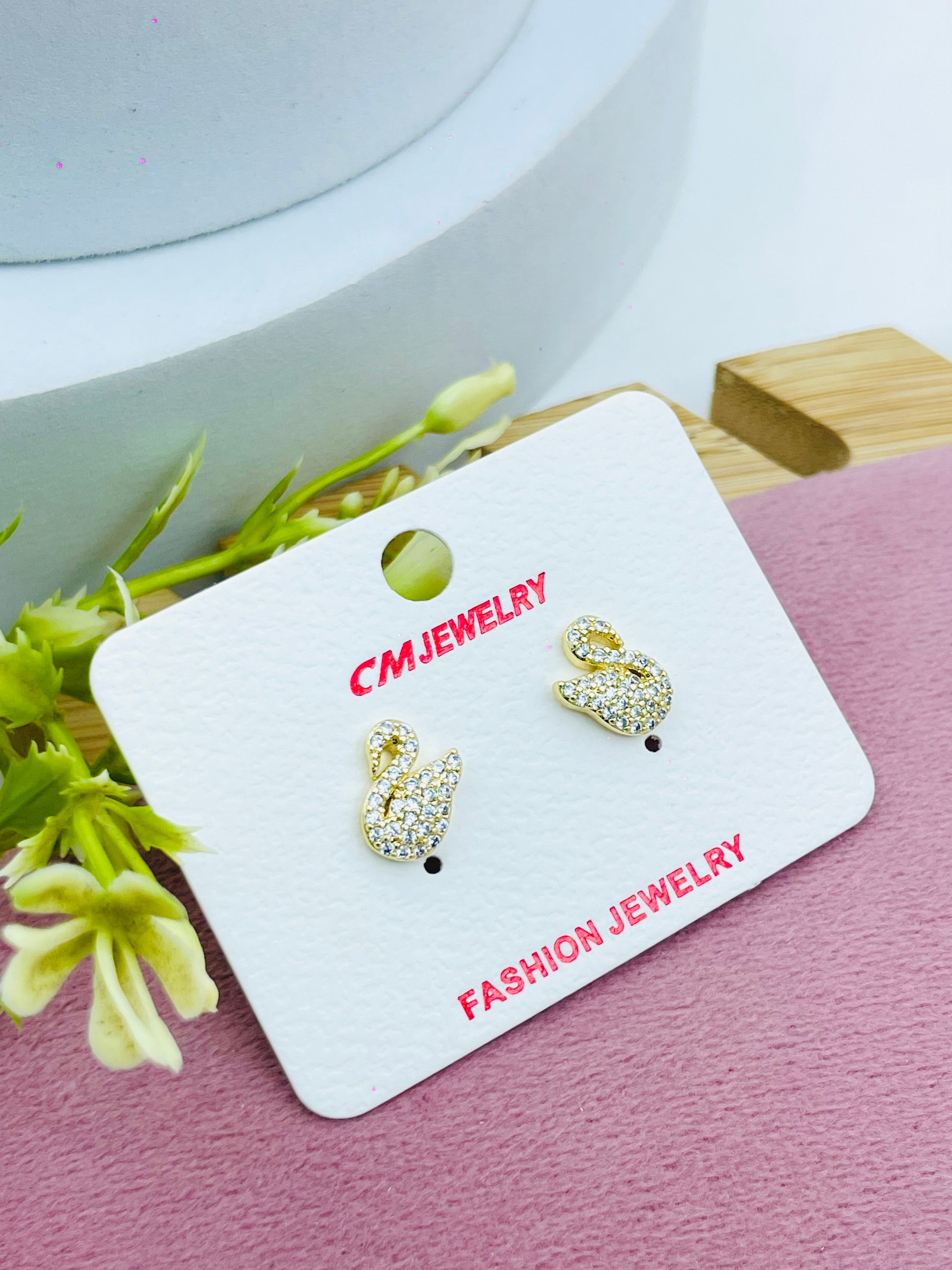 Elegant Swan Shaped Earrings by . Jewelry