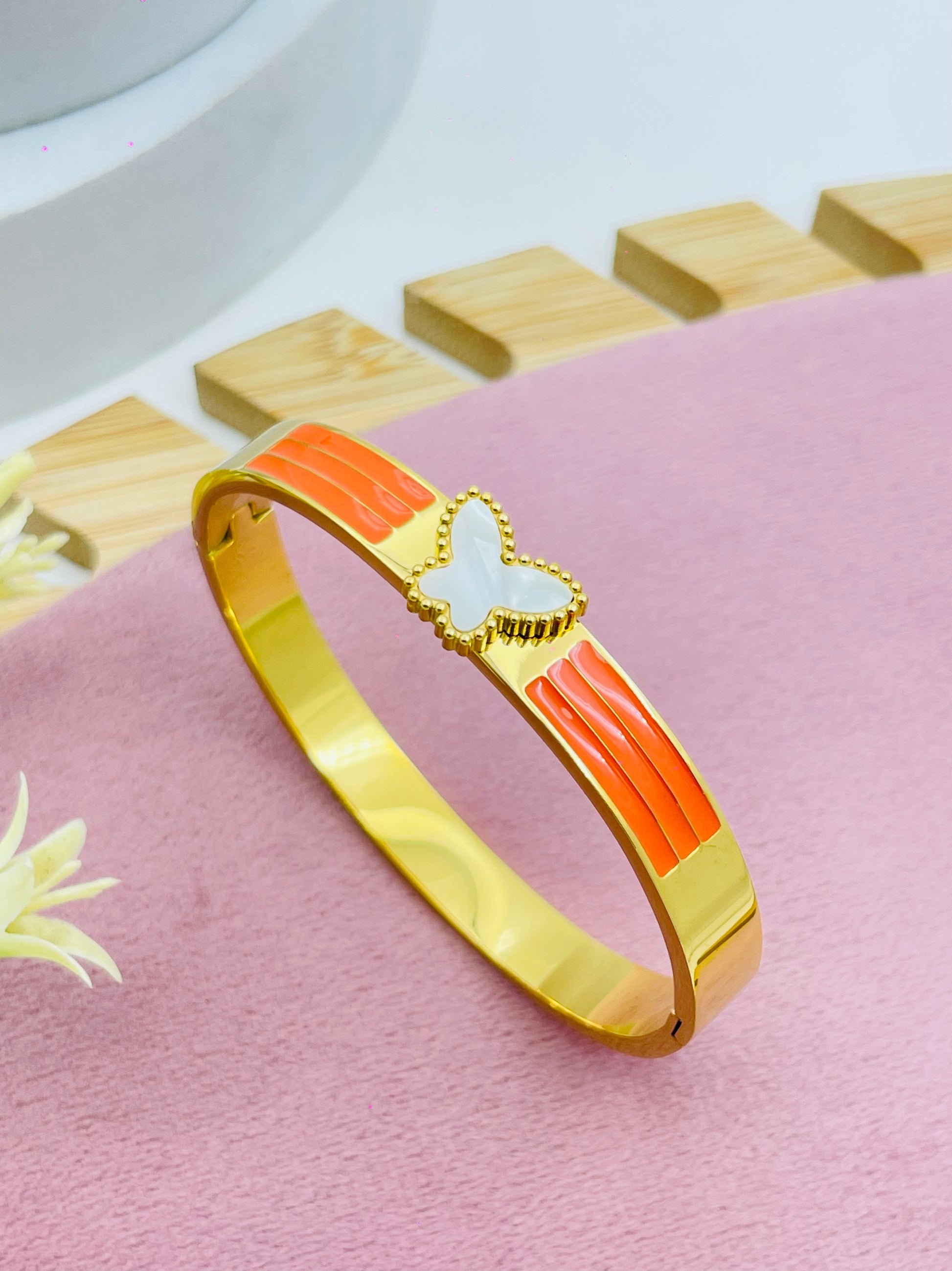 Gold Plated Bangle with Heart Accent  Stylish Jewelry