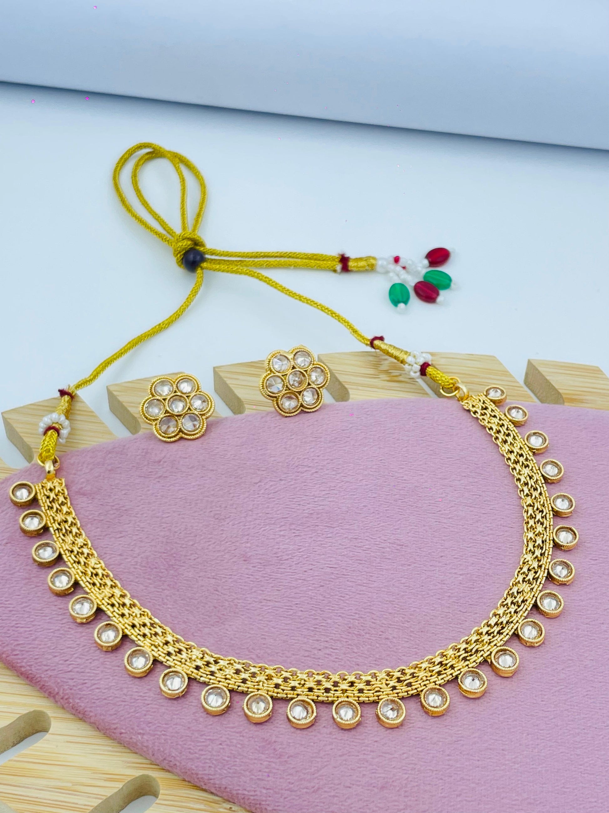 Vibrant Multi-Color Stone Necklace Set with Earrings
