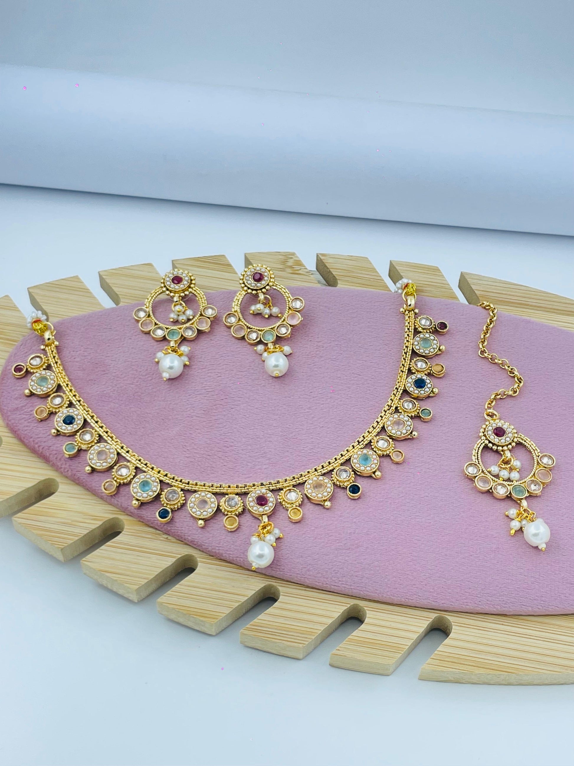Exquisite Pearl and Gemstone Jewelry Set - Necklace & Earrings Collection