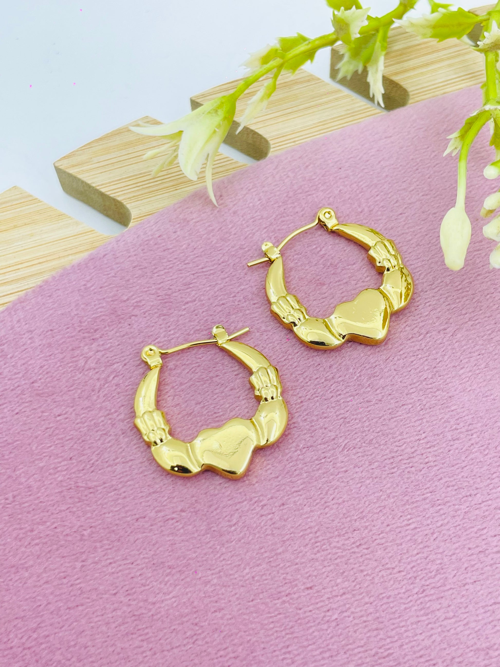 Elegant Gold Heart Hoop Earrings
