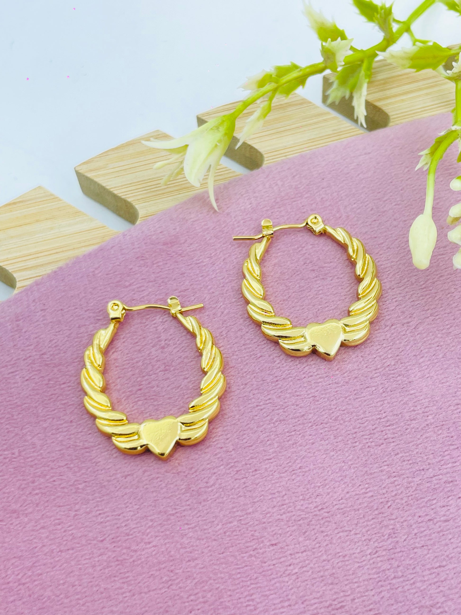 Elegant Gold Heart Hoop Earrings