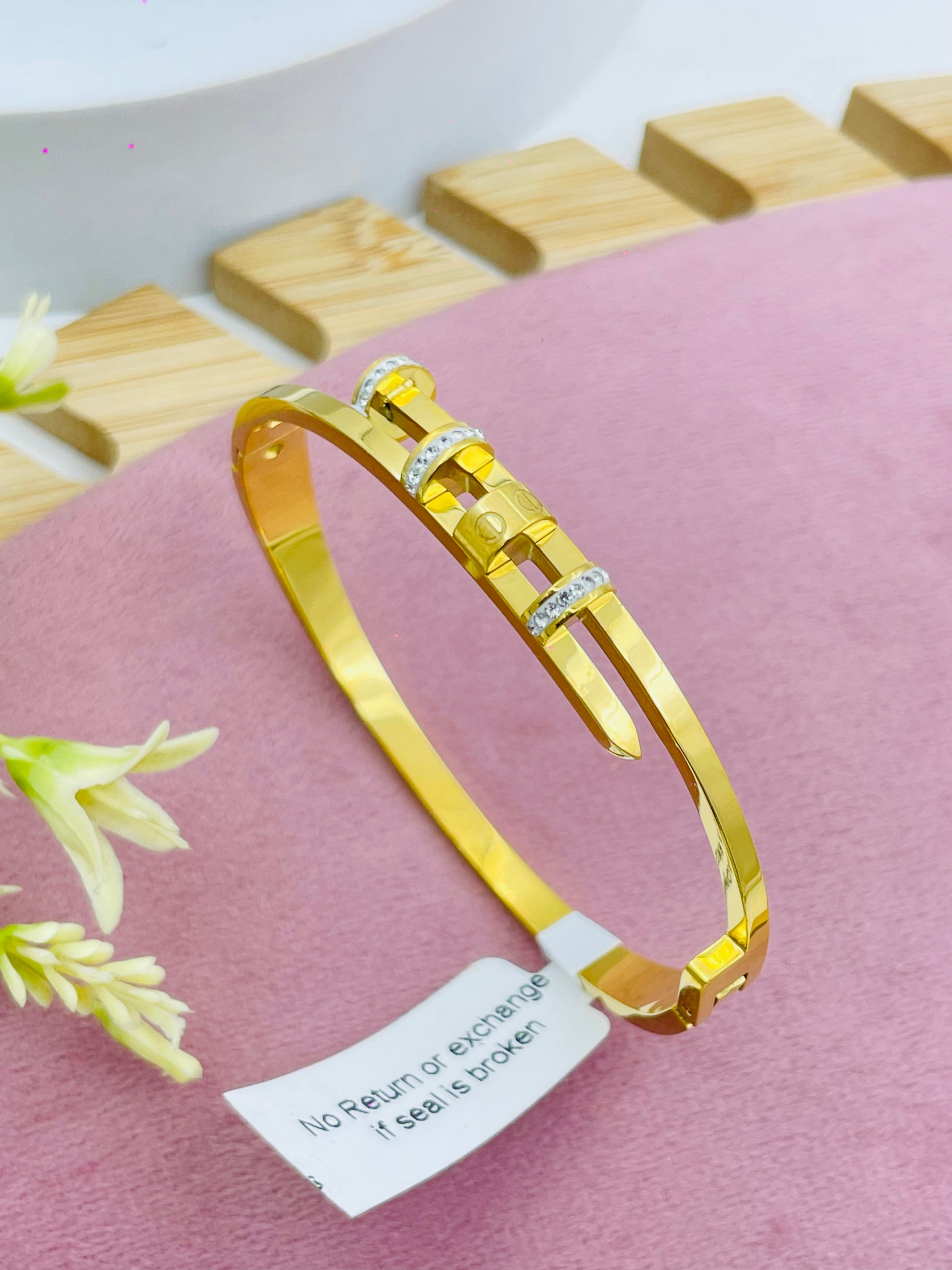 Stylish Gold Bangle with Sparkling Stones  Perfect Accessory