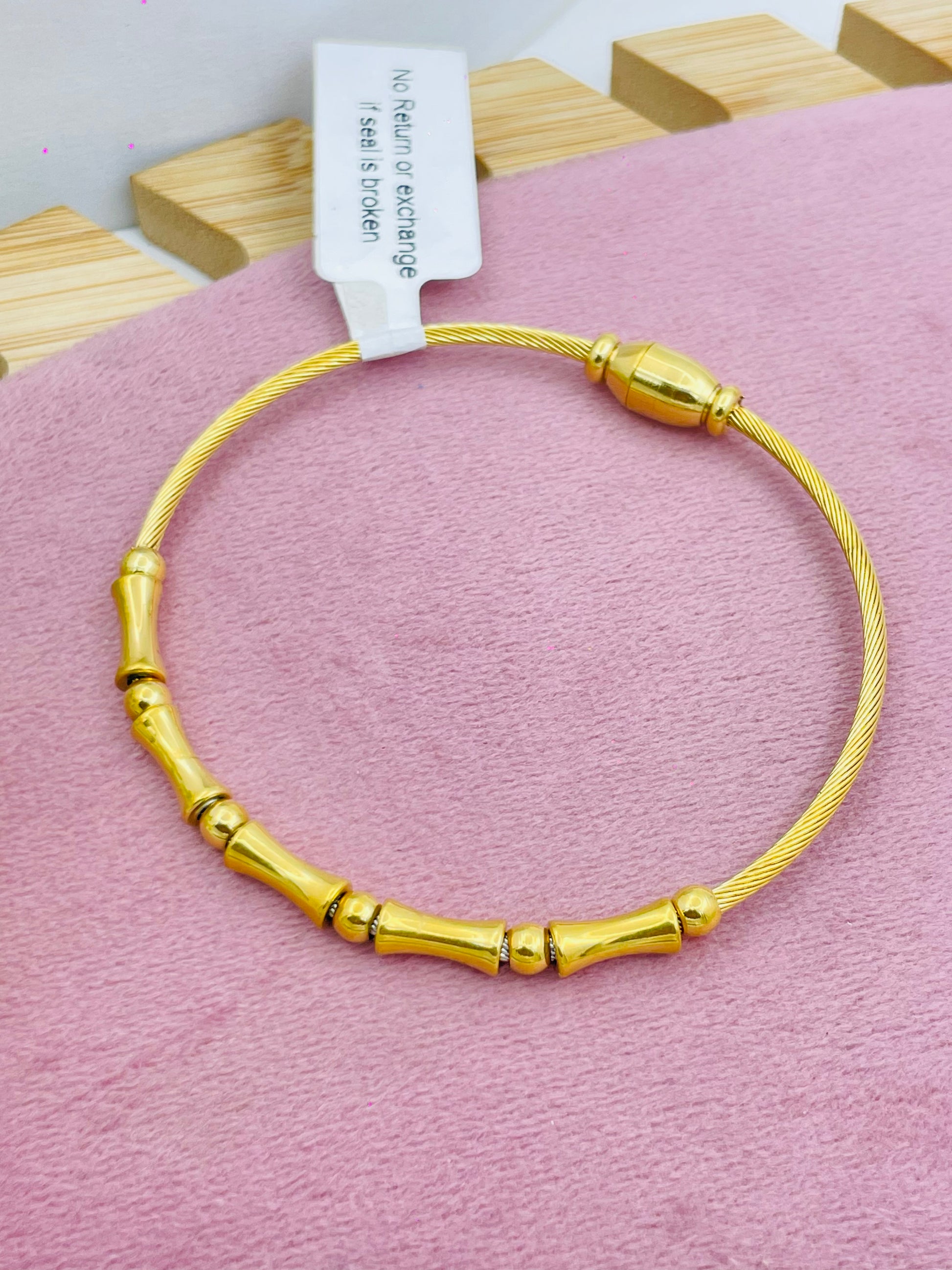 Elegant GoldToned Bamboo Style Bangle