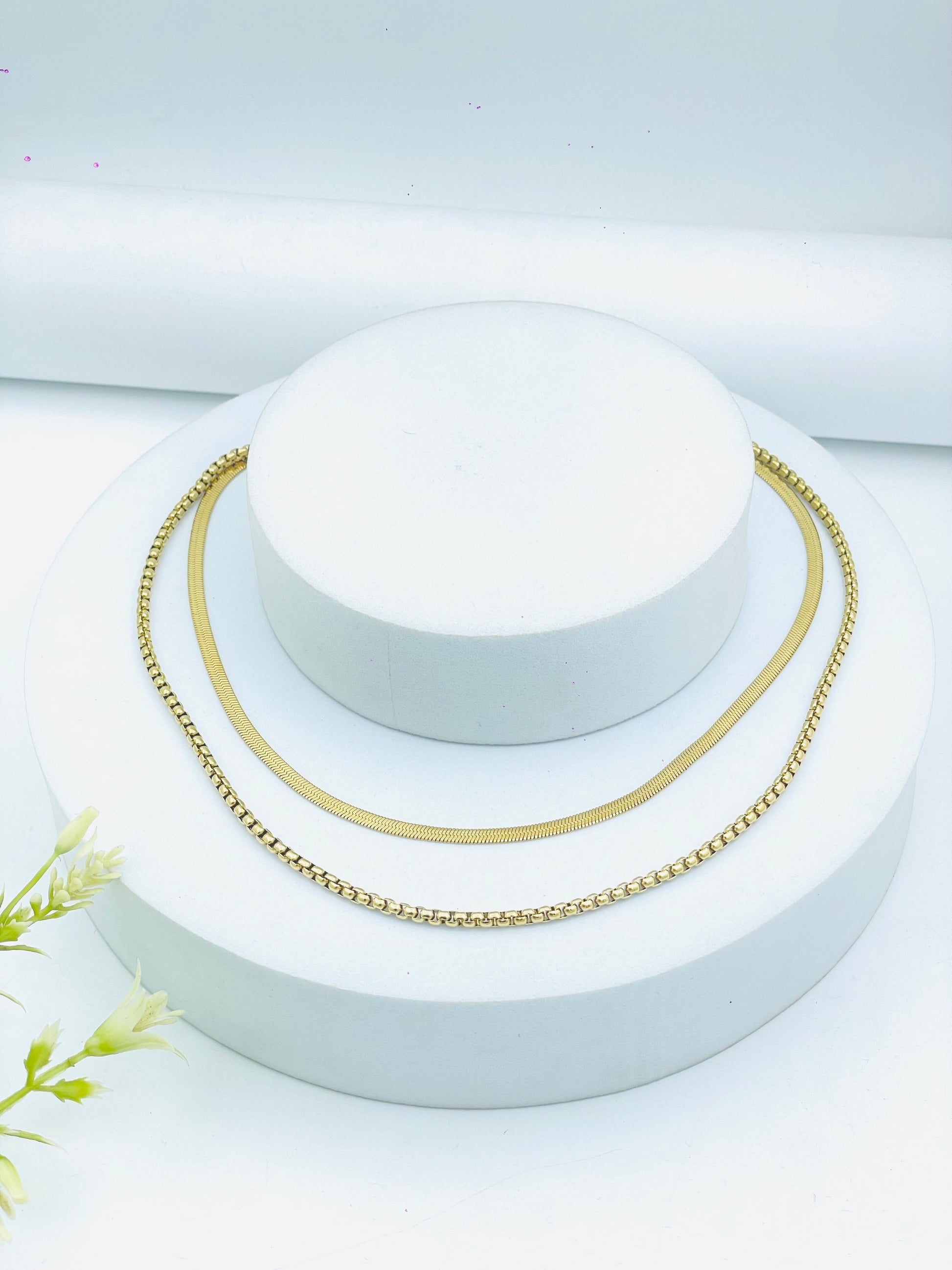 Elegant GoldPlated Chain Necklace Set