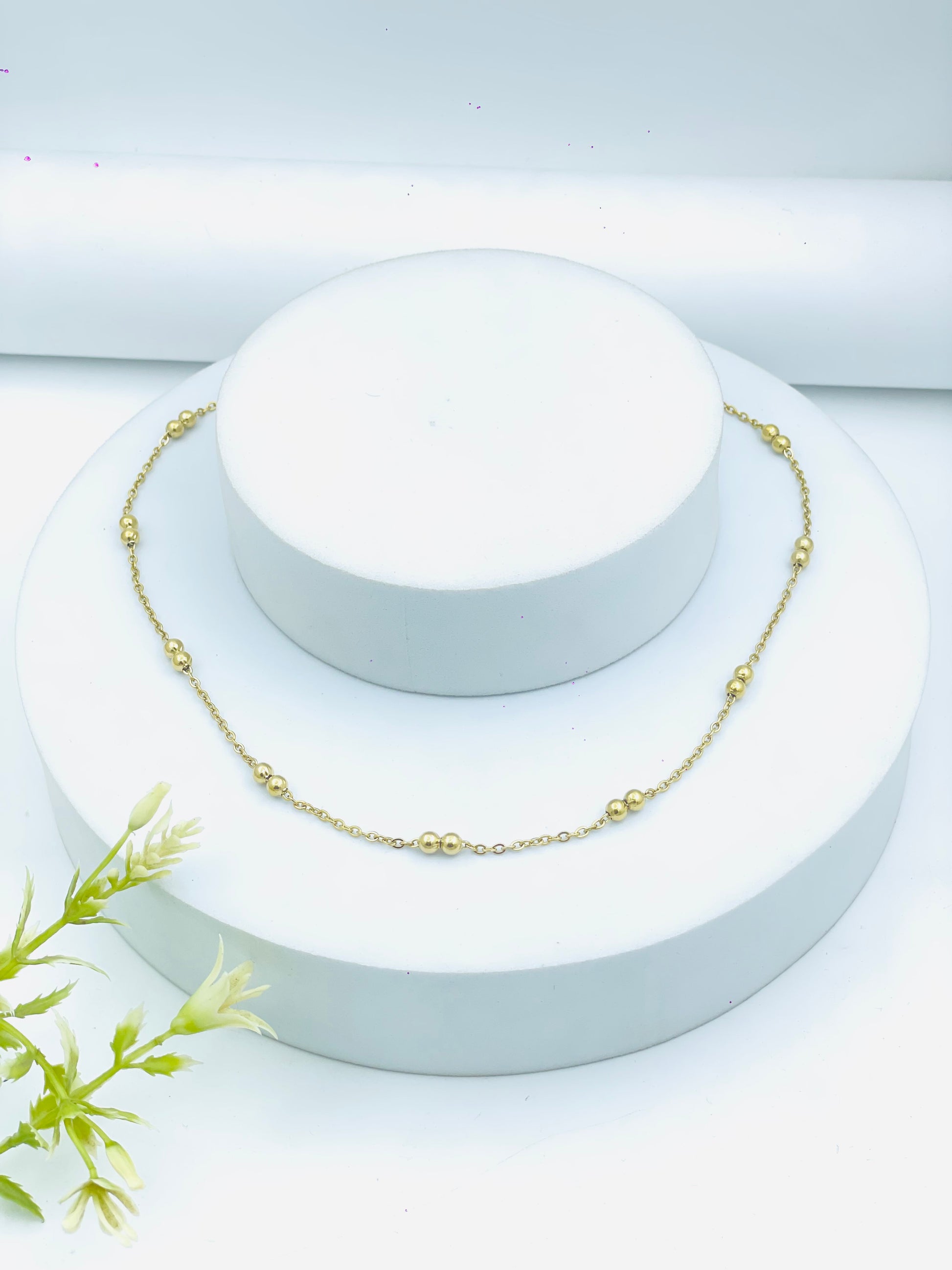 Elegant Gold Bead Chain Necklace  Timeless Jewelry
