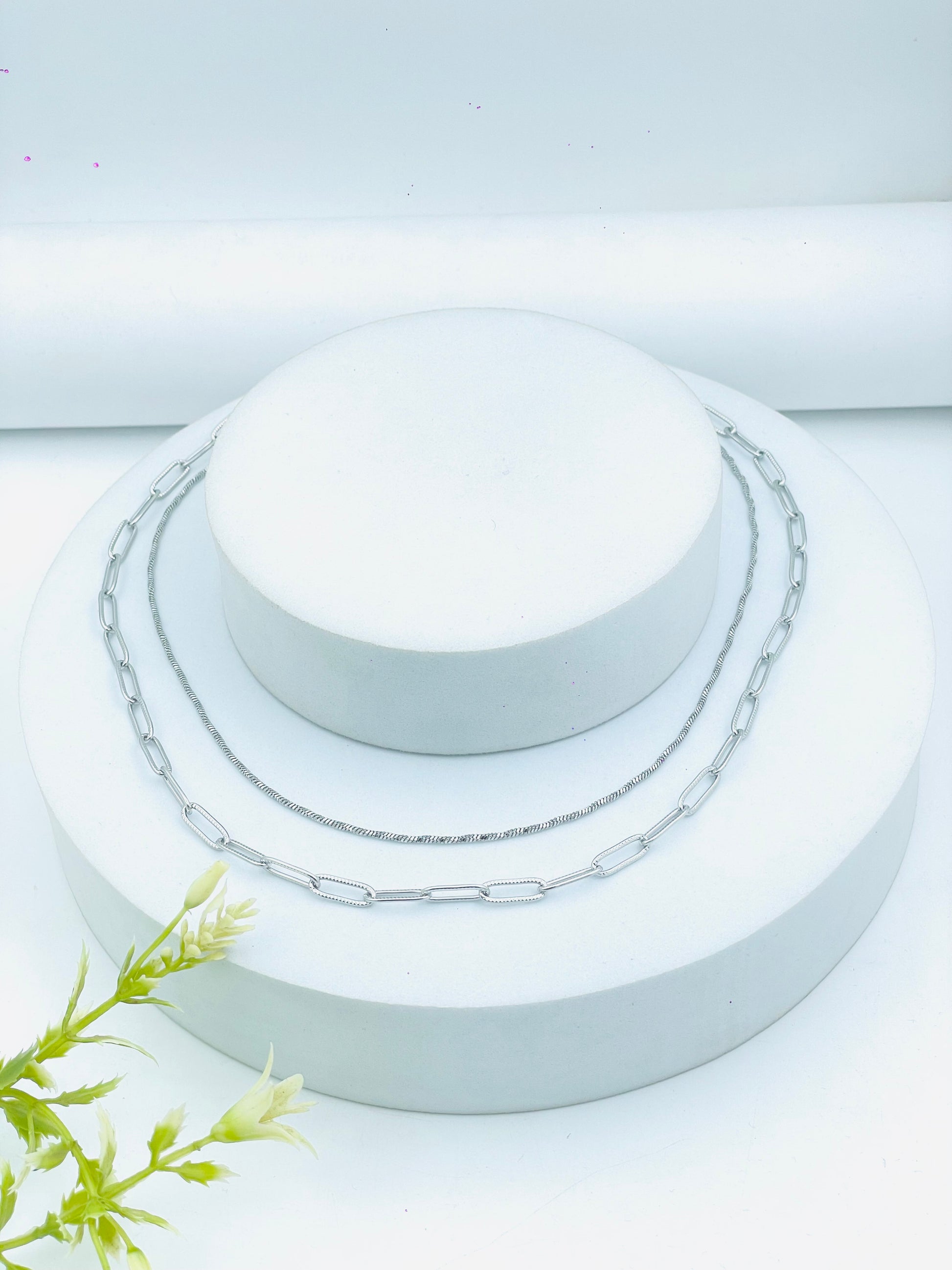 Elegant Layered Silver Chain Necklace for Women
