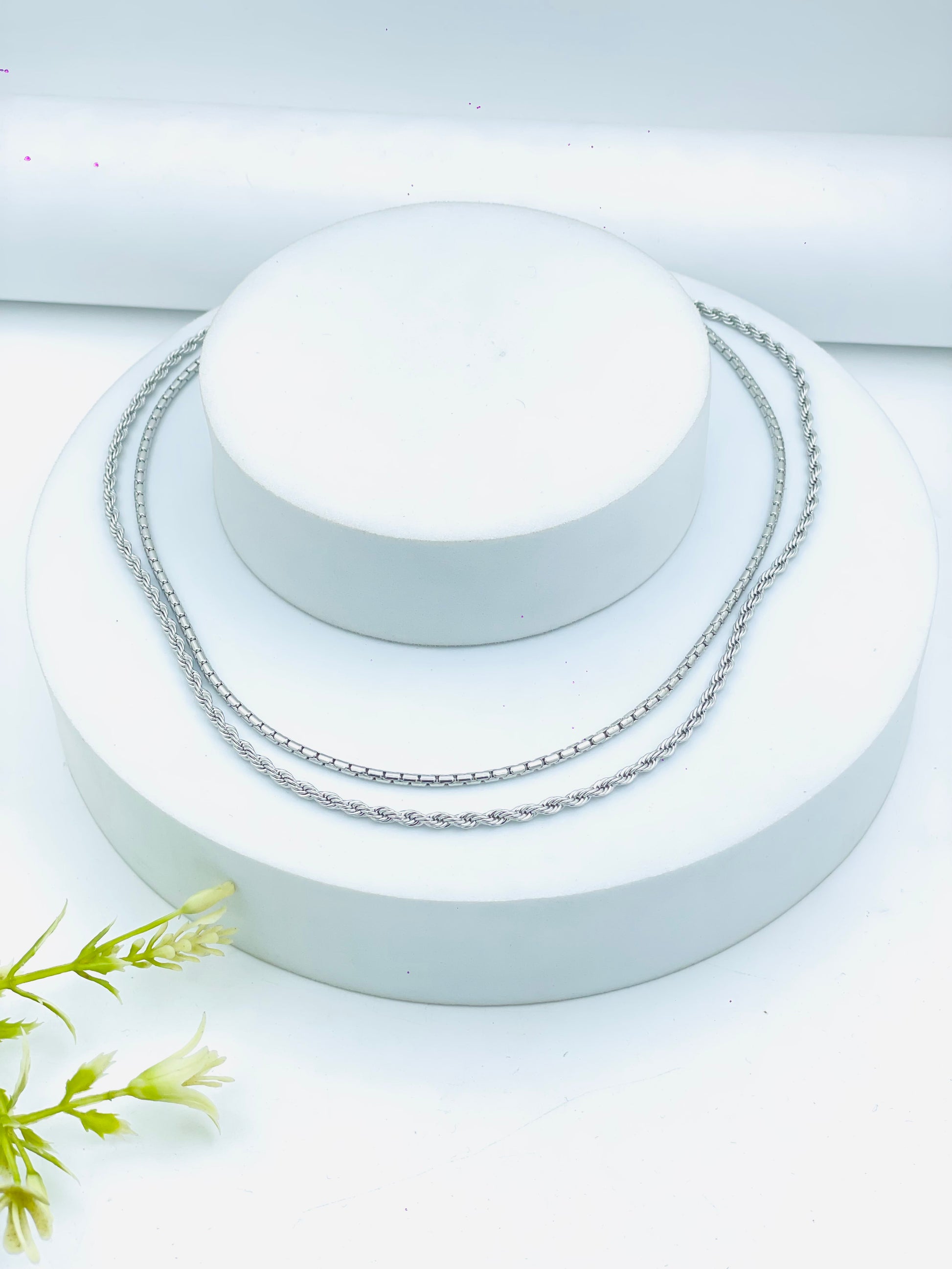 Elegant Silver Chain Necklace Set